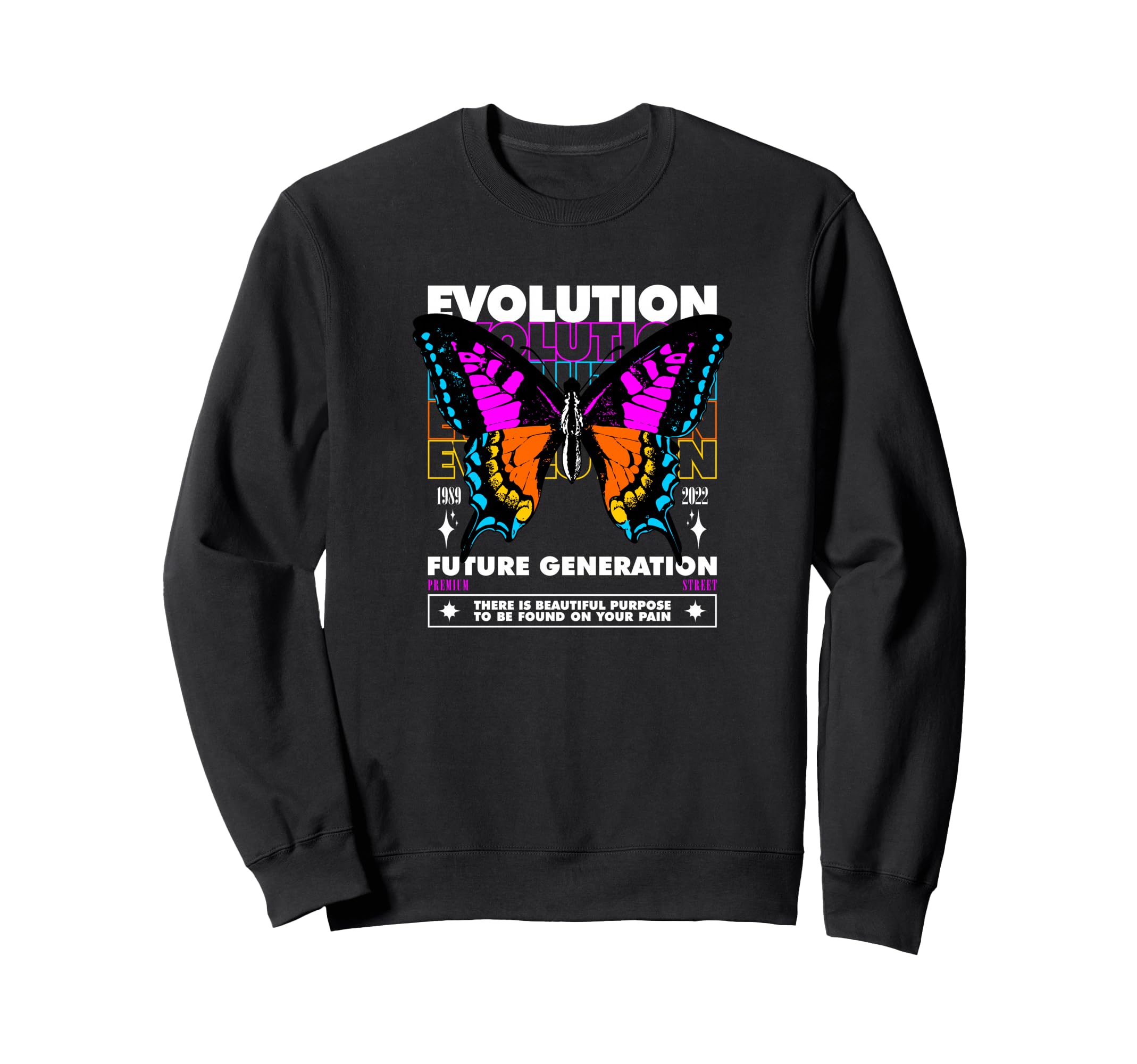Butterfly Evolution Y2K Grunge Sweatshirt - Fun Novelty Design Unisex - T-Shirt, Sweatshirt, Hoodie