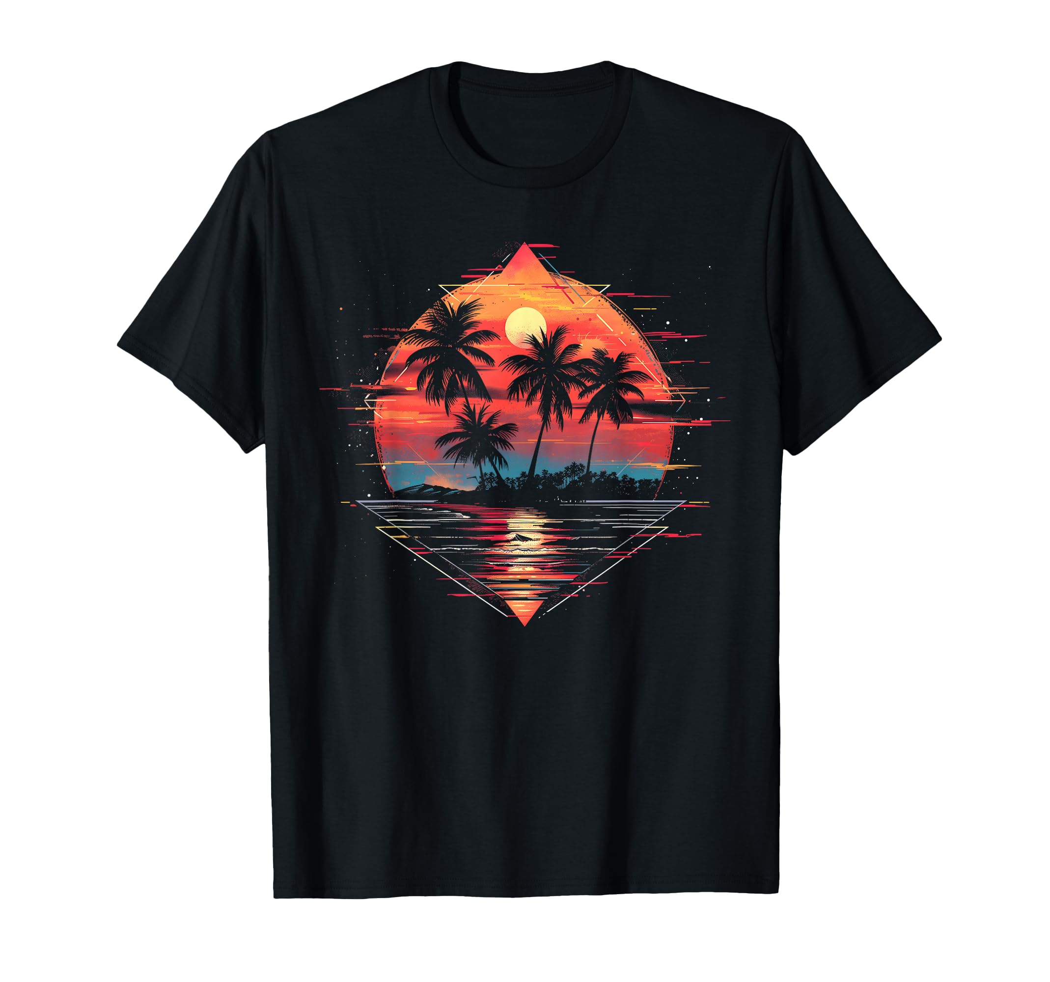 1980S 1990S Retrowave Palm Trees T-Shirt - Custom Art Print Men Women - T-Shirt, Sweatshirt, Hoodie