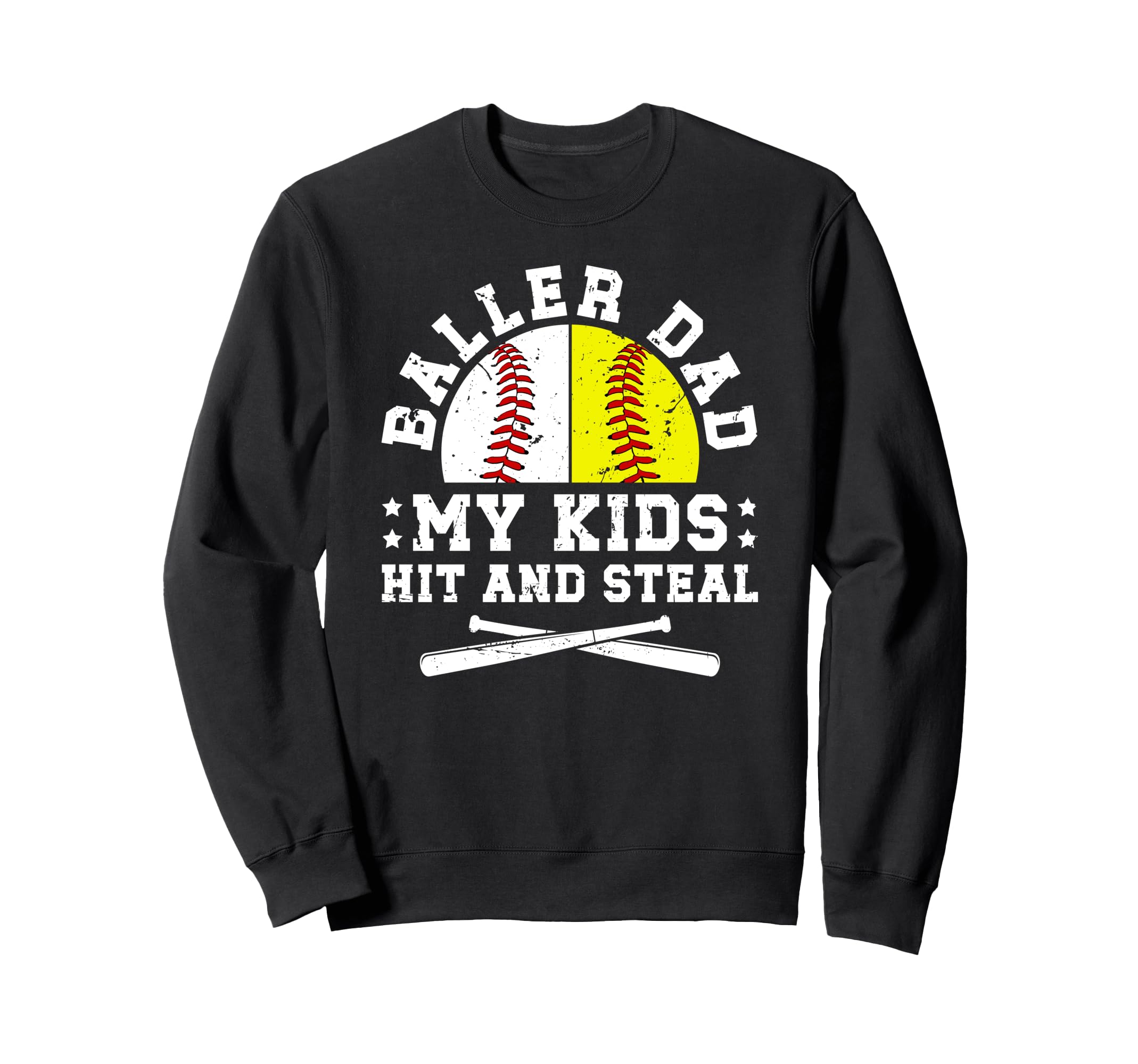 Baller Dad Funny Baseball Softball Sweatshirt - Trendy Graphic for Adults - T-Shirt, Sweatshirt, Hoodie