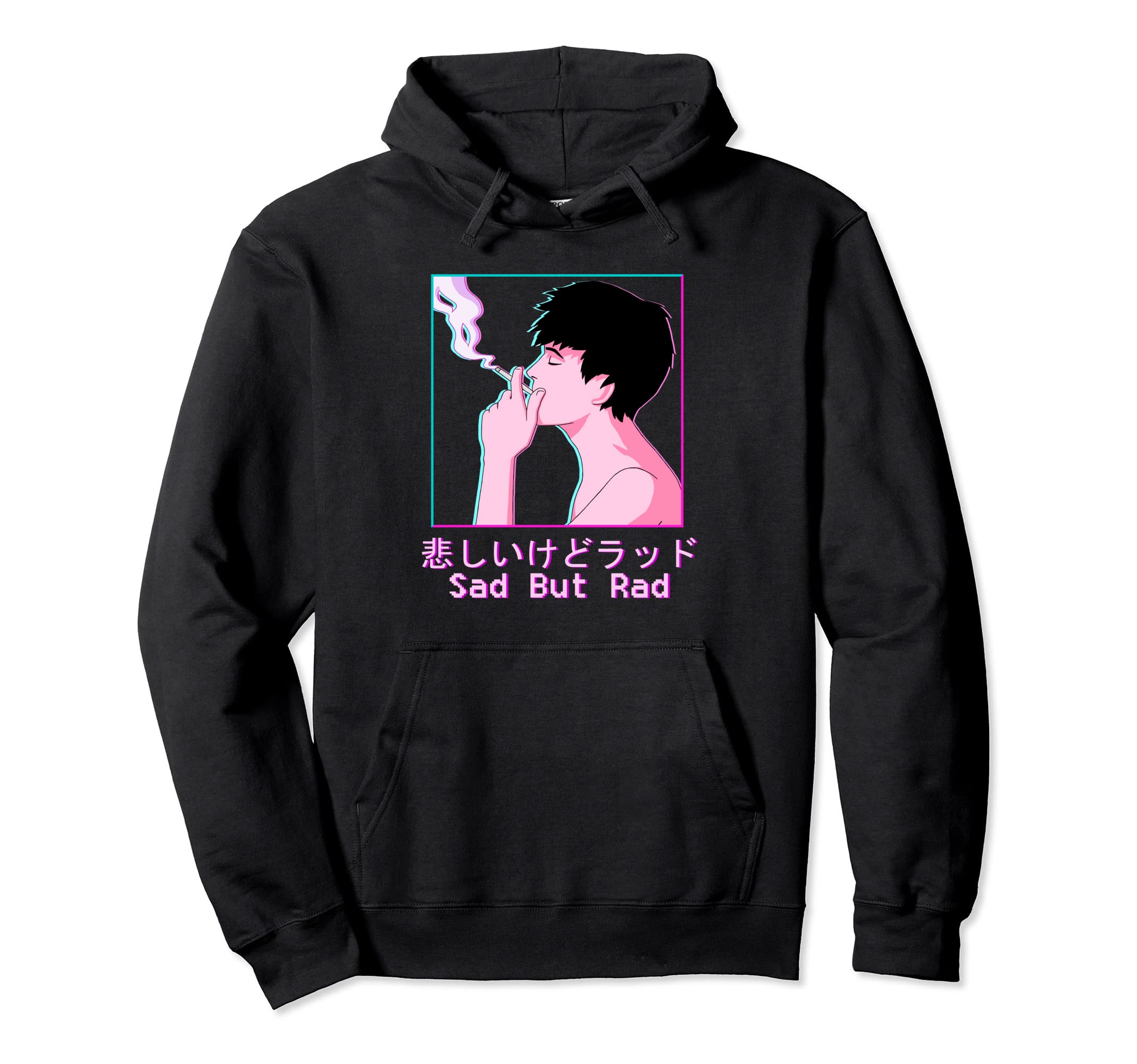 Vaporwave Aesthetic Japanese Smoking Hoodie - Aesthetic Graphic for Adults - T-Shirt, Sweatshirt, Hoodie