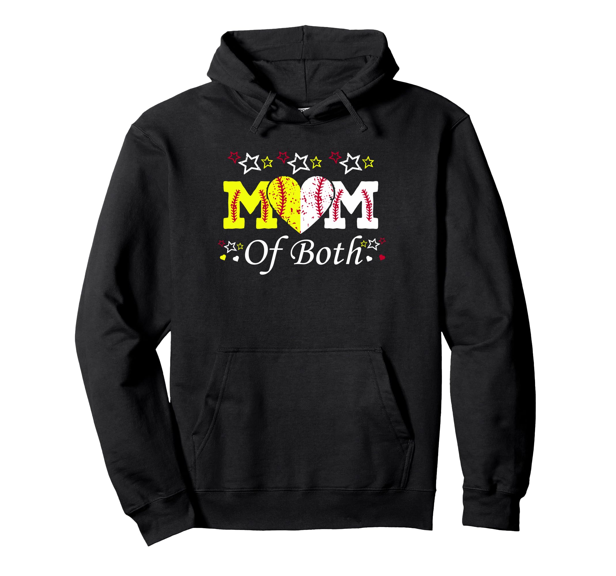 Mom Both Softball Baseball Heart Mama Hoodie - Novelty Apparel Men Women - T-Shirt, Sweatshirt, Hoodie