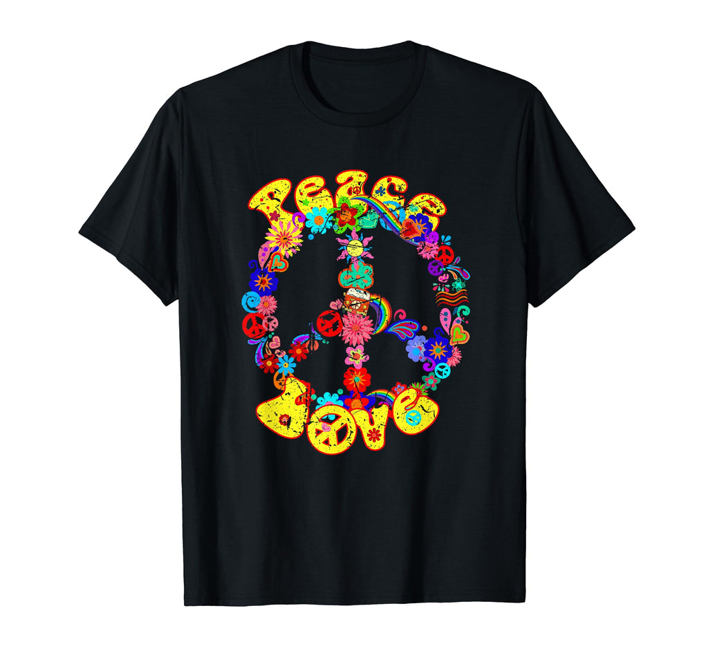 Distressed Peace Love 60S 70S T-Shirt - Custom Art Print Men Women - T-Shirt, Sweatshirt, Hoodie
