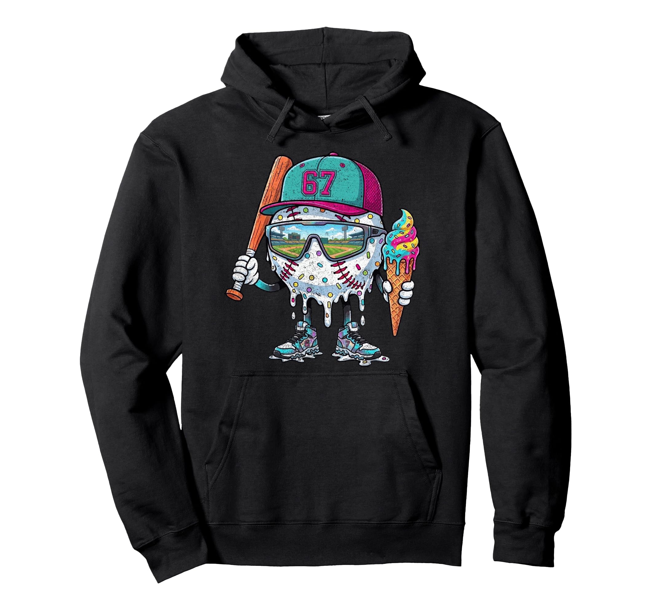 Baseball Drip Ice Cream 67 Gifts T-Shirt - Casual Everyday Wear for Adults - T-Shirt, Sweatshirt, Hoodie