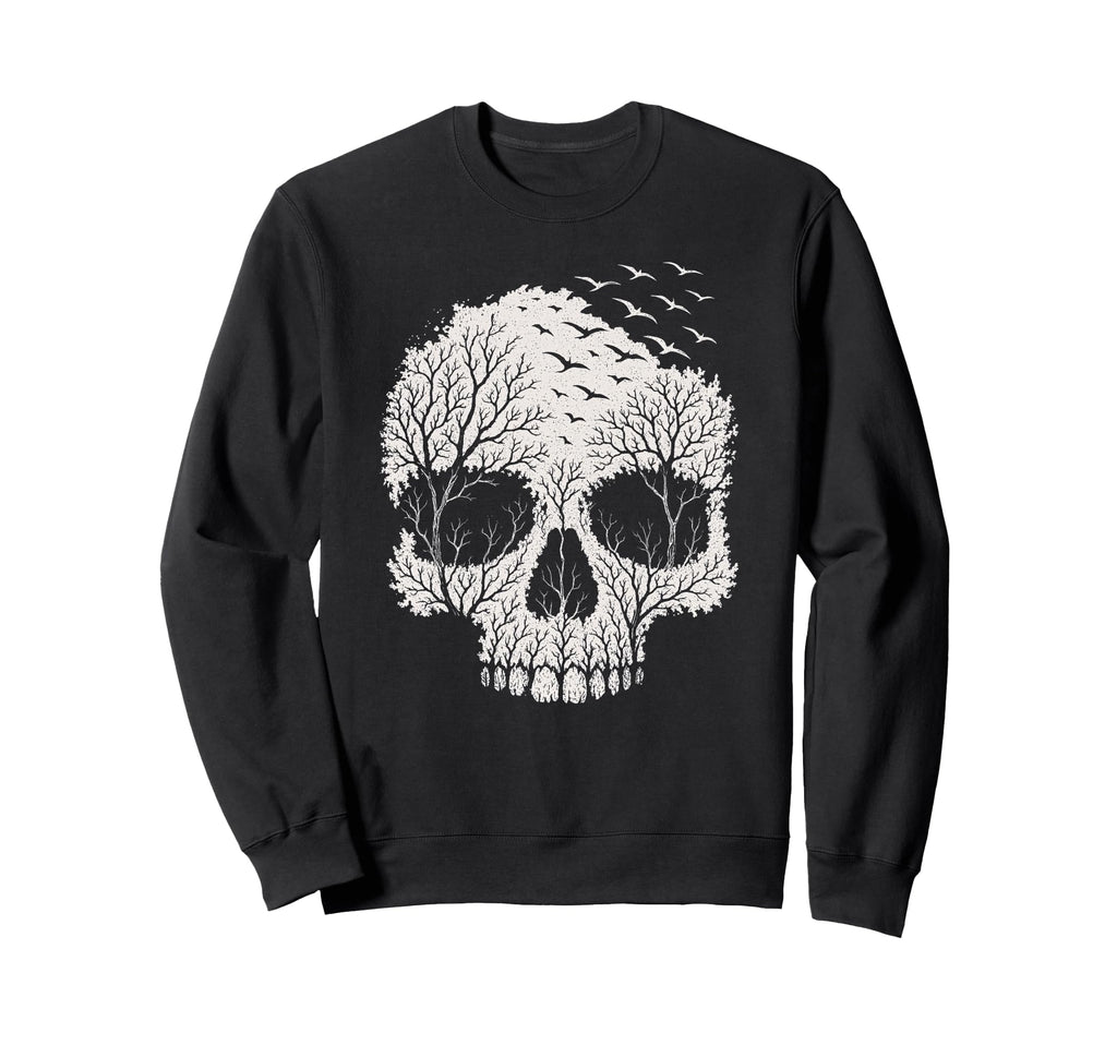 Skull Forest Nature Gothic Grunge Sweatshirt - Trendy Graphic for Adults - T-Shirt, Sweatshirt, Hoodie