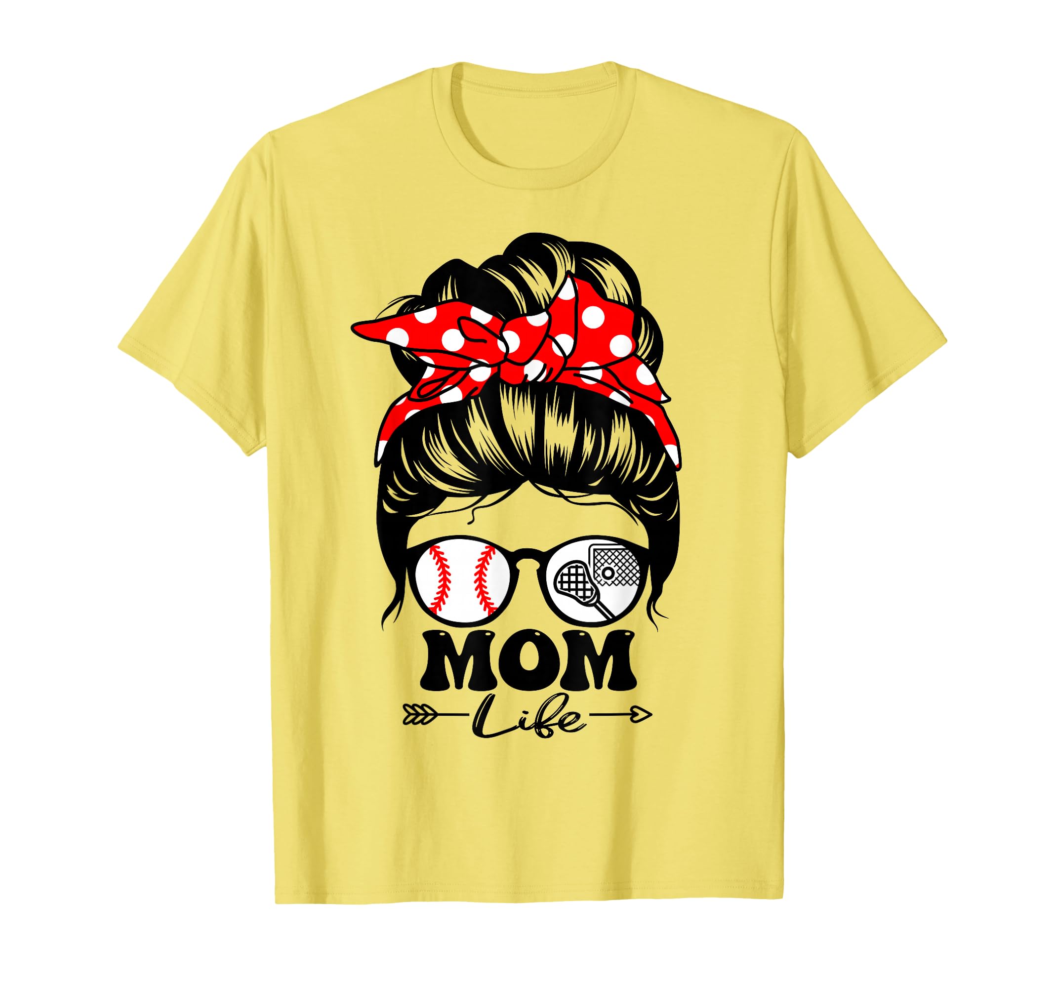 Mom Life Messy Bun Hair Funny Baseball T-Shirt - Unique Graphic Unisex - T-Shirt, Sweatshirt, Hoodie