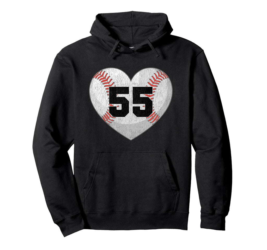 Baseball Number 55 Distressed Hoodie - Casual Everyday Wear Men Women - T-Shirt, Sweatshirt, Hoodie