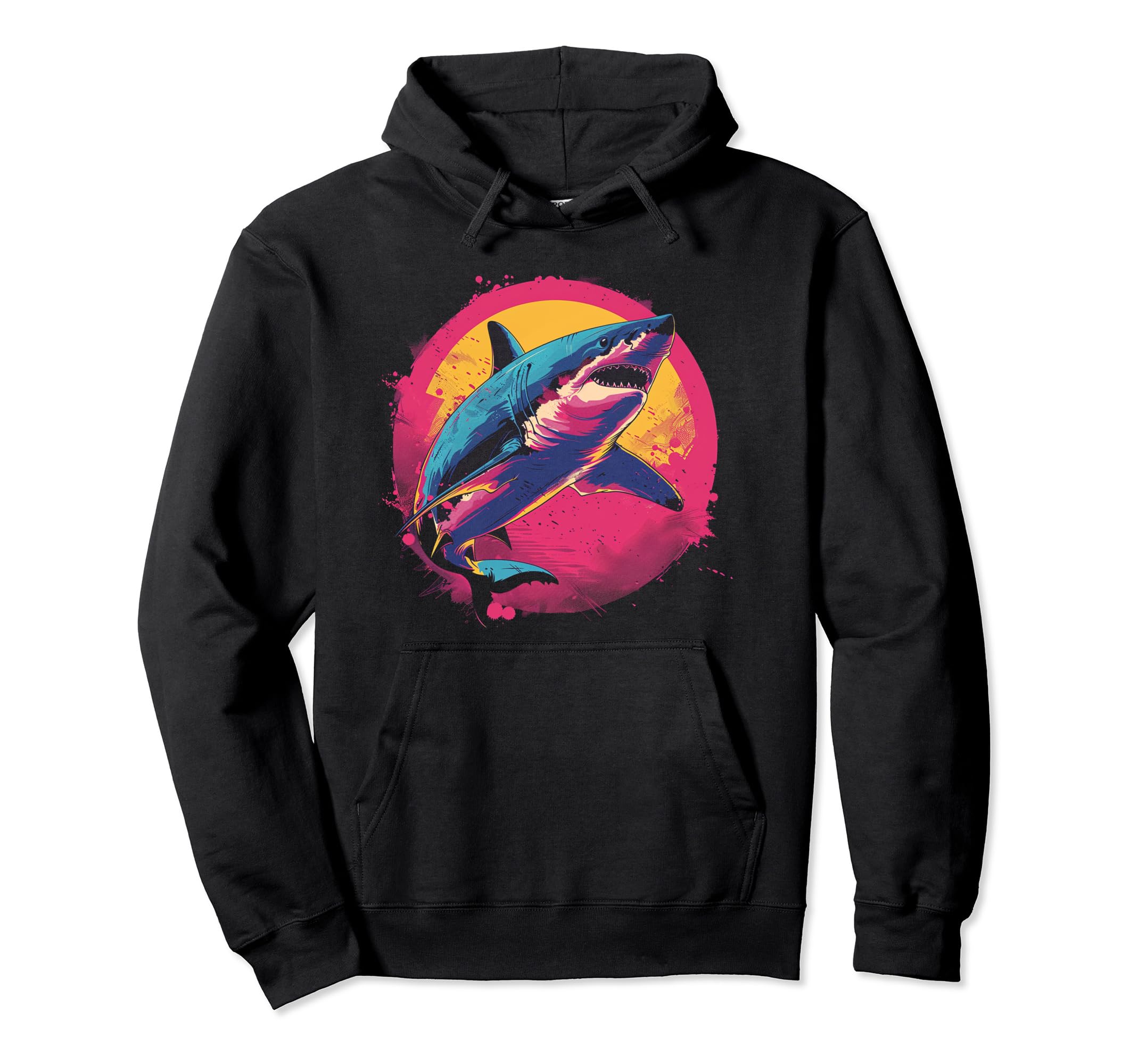 Shark Vaporwave Aesthetic Synthwave 80S Hoodie - Minimalist Print Unisex - T-Shirt, Sweatshirt, Hoodie