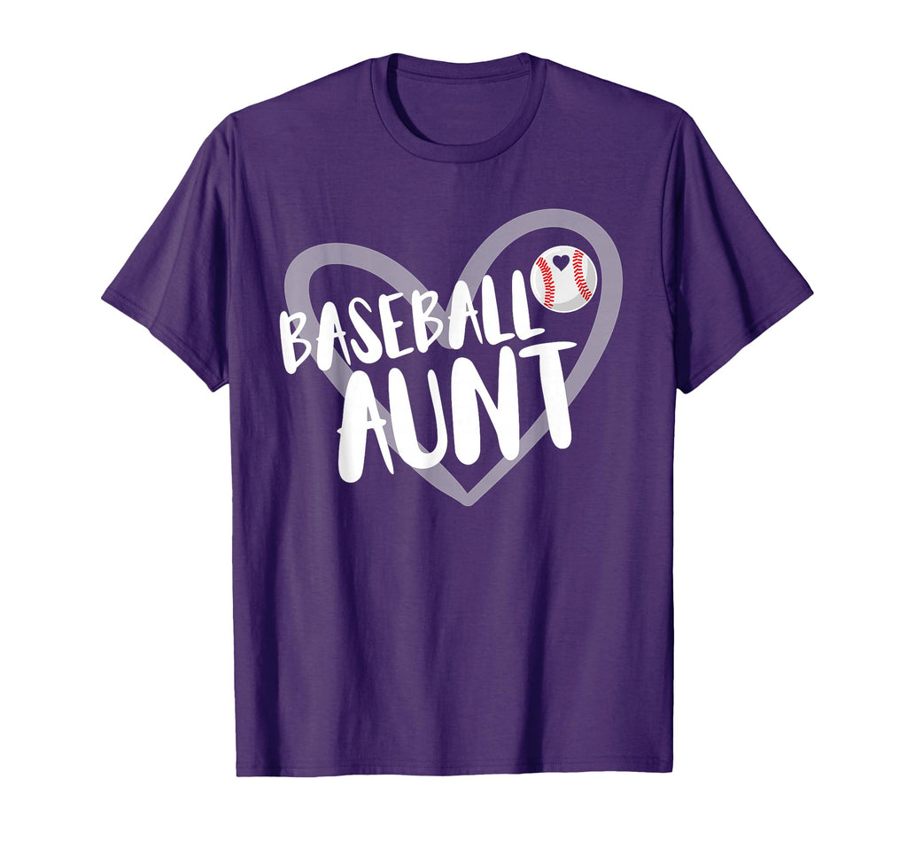 Funny Baseball Aunt Heart T-Shirt - Casual Everyday Wear for Adults - T-Shirt, Sweatshirt, Hoodie