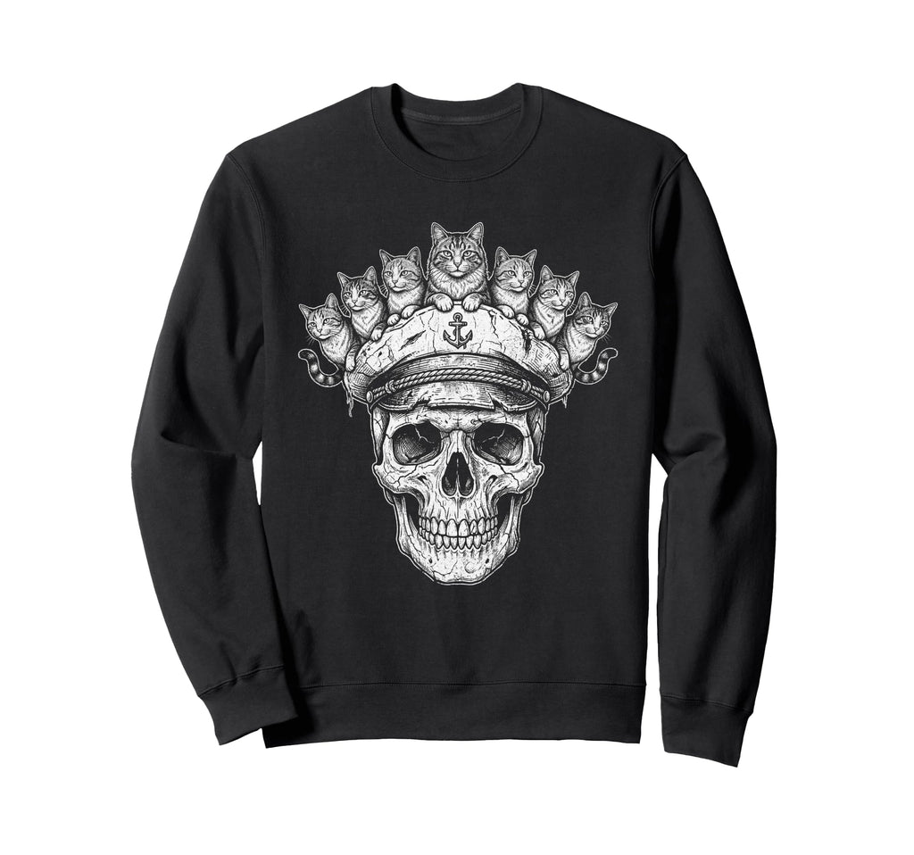 Skull Cat Skeleton Kitty Kitten Sweatshirt - Novelty Apparel for Adults - T-Shirt, Sweatshirt, Hoodie