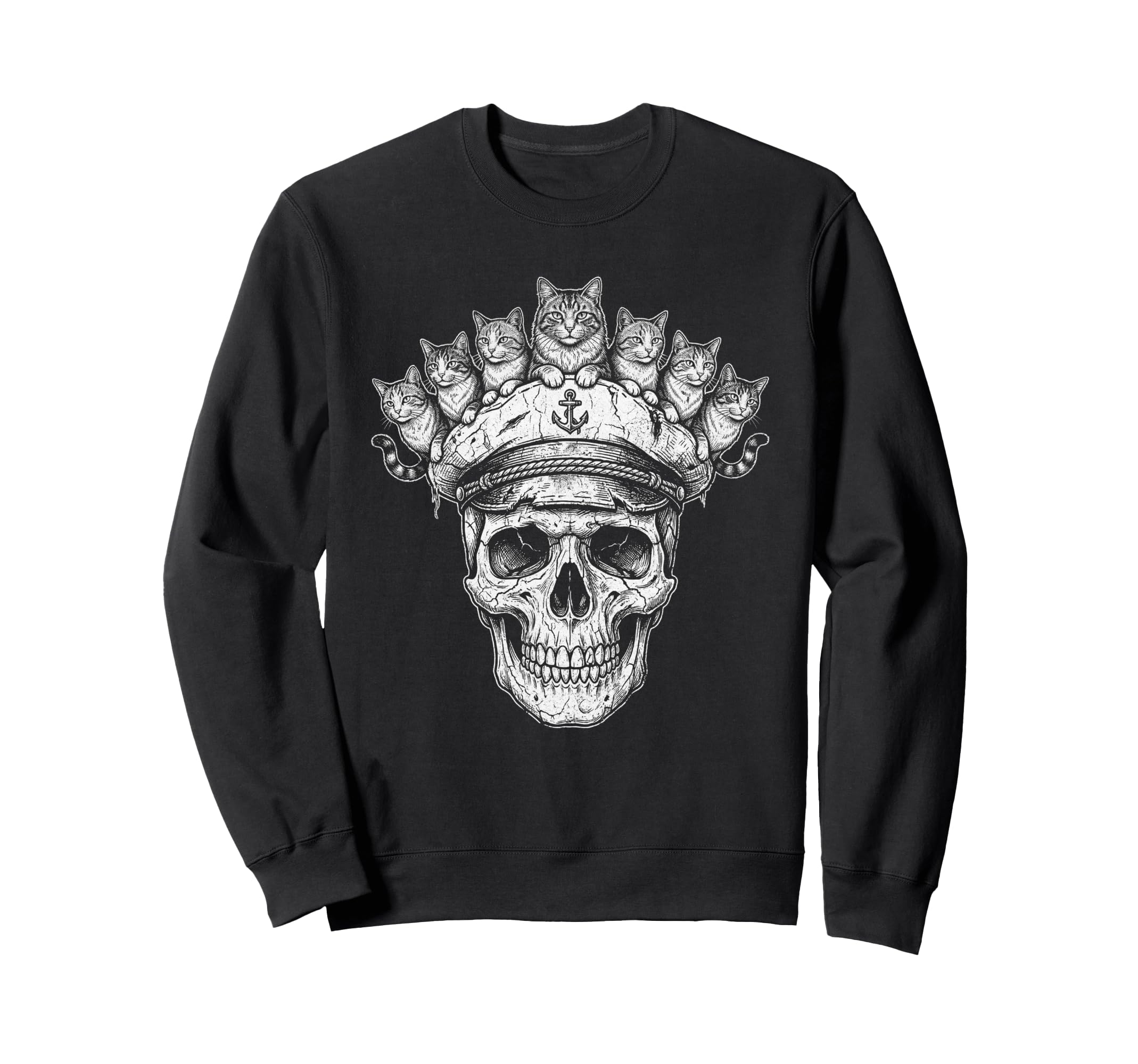 Skull Cat Skeleton Kitty Kitten Sweatshirt - Novelty Apparel for Adults - T-Shirt, Sweatshirt, Hoodie