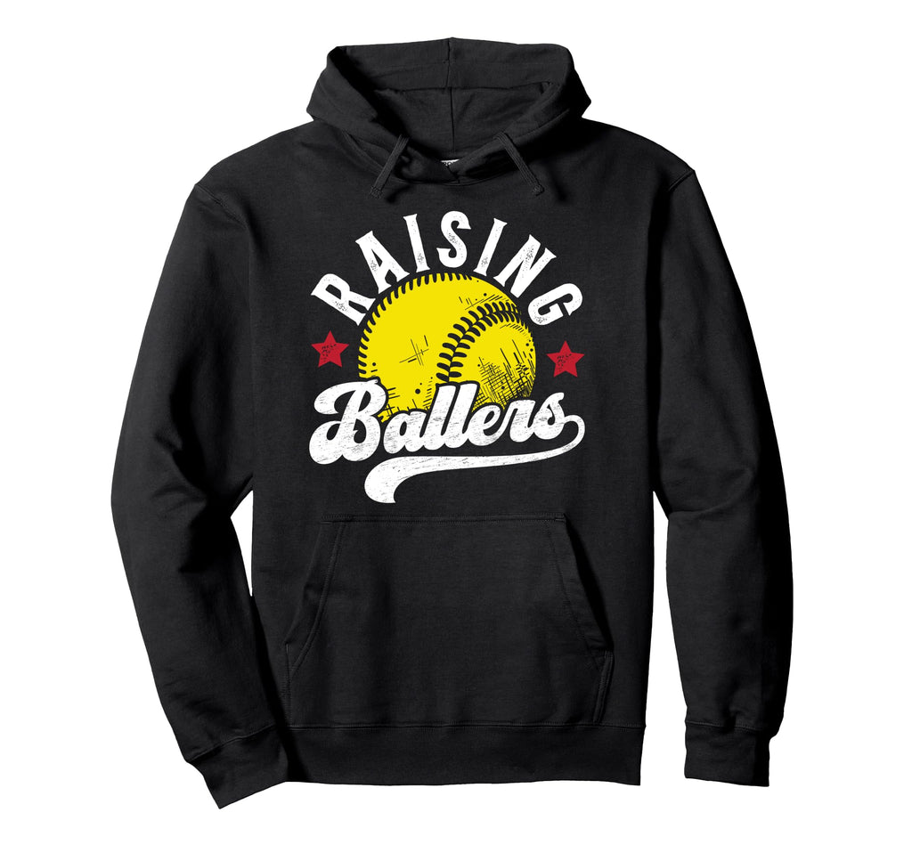 Raising Ballers Softball Dad Softball Player Hoodie - Graphic Print Unisex - T-Shirt, Sweatshirt, Hoodie