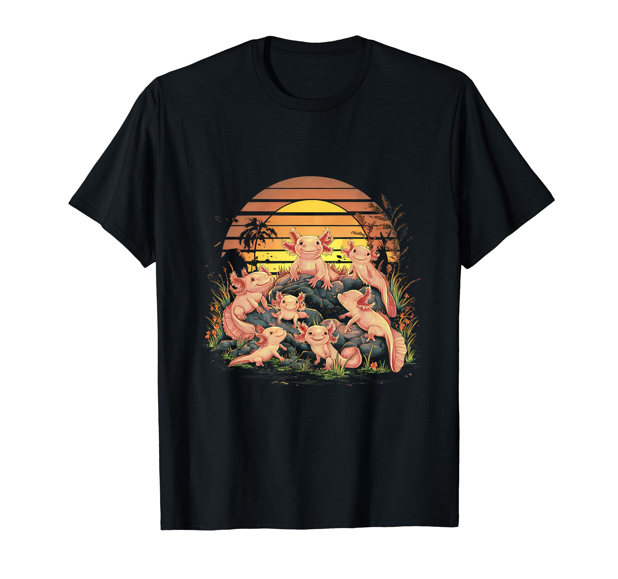 Axolotl Salamanders Sunset T-Shirt - Trendy Graphic Men Women - T-Shirt, Sweatshirt, Hoodie
