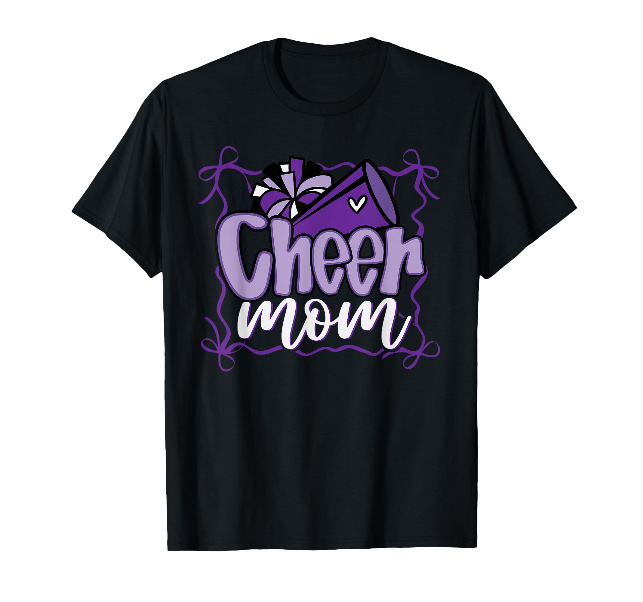 Purple Coquette Pom Poms Bow Cheer T-Shirt - Custom Art Print for Adults - T-Shirt, Sweatshirt, Hoodie