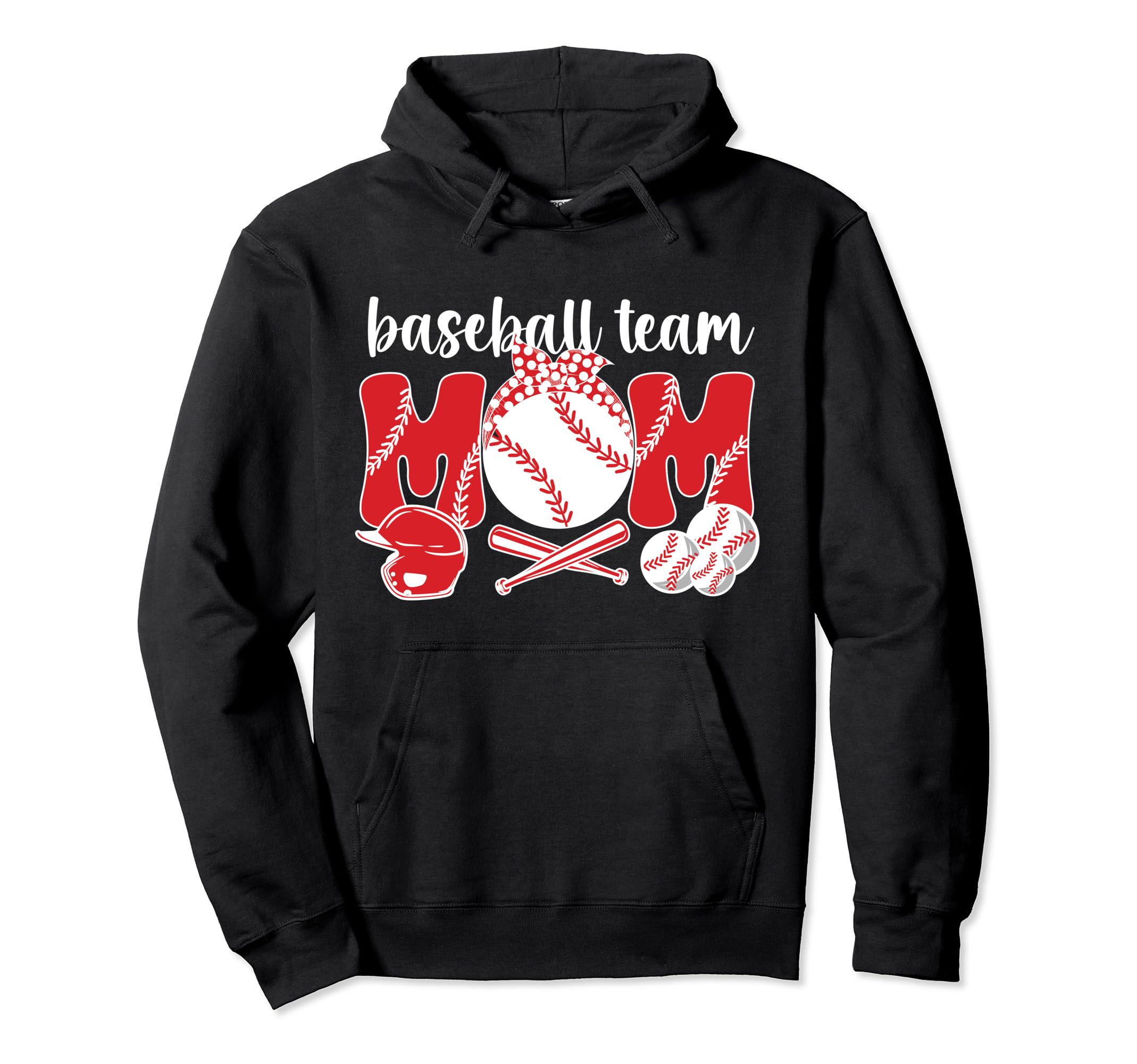 Baseball Team Mom Baseball Team Mama Hoodie - Graphic Print for Adults - T-Shirt, Sweatshirt, Hoodie