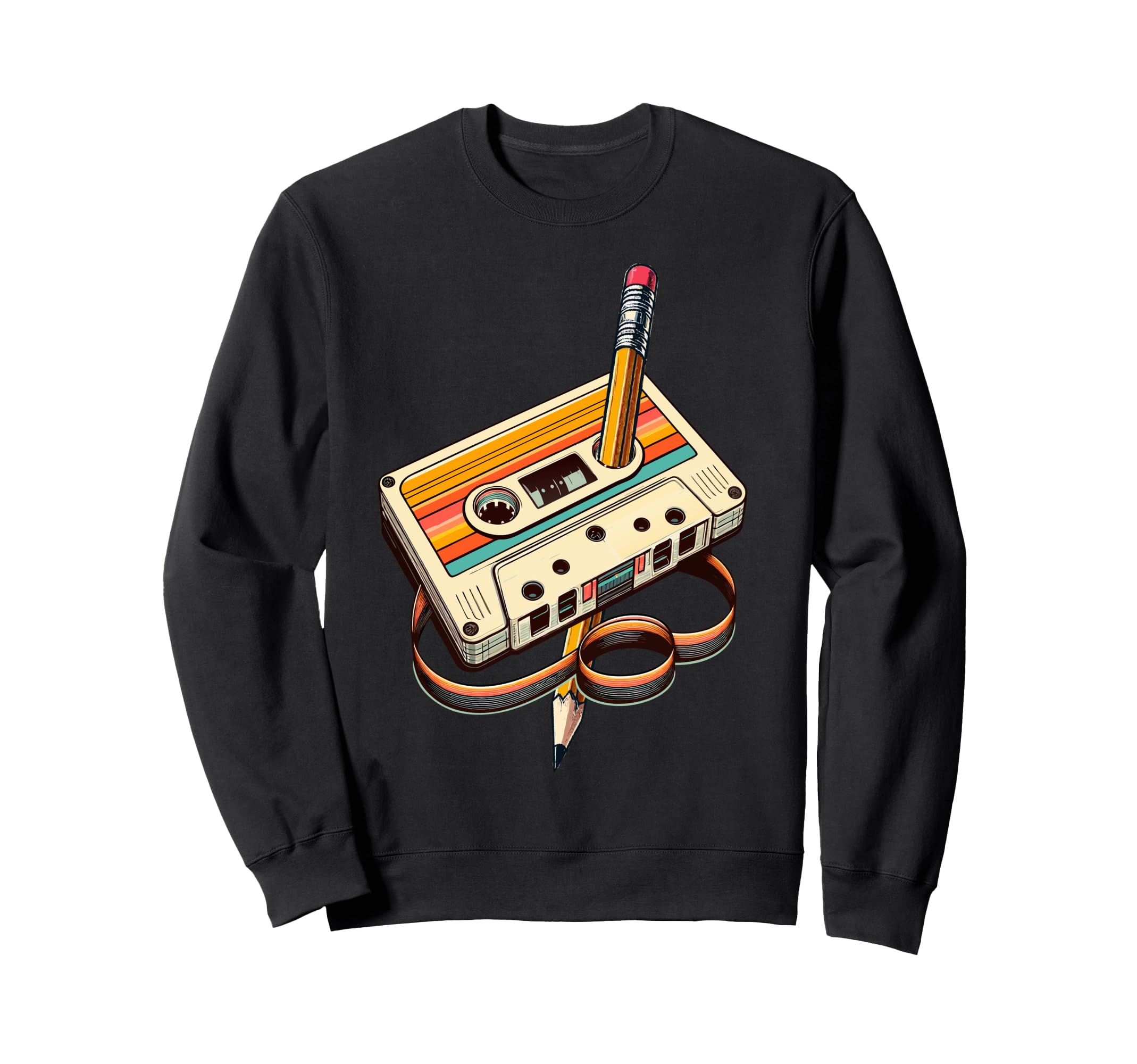 Pencil Rewind Cassette Tape Sweatshirt - Fun Novelty Design for Adults - T-Shirt, Sweatshirt, Hoodie
