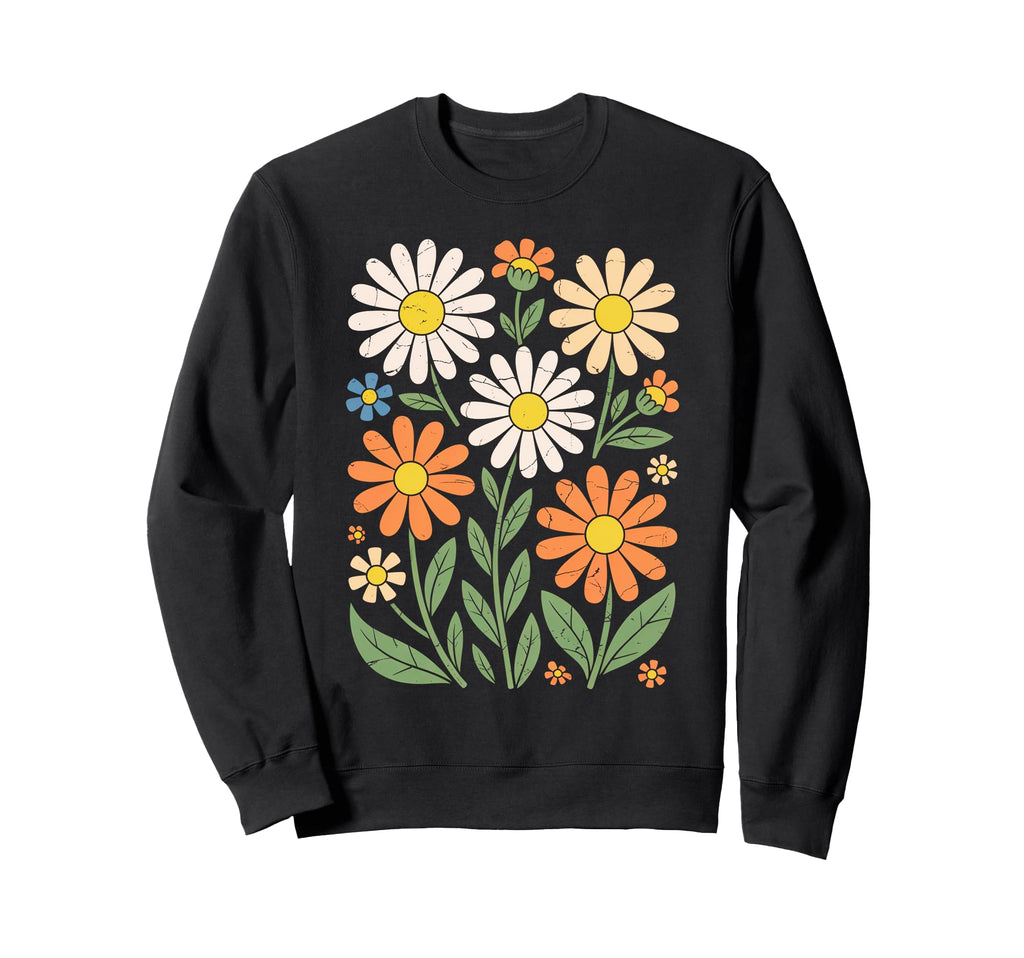 Boho Daisy Wildflowers Power Floral Sweatshirt - Custom Art Print Men Women - T-Shirt, Sweatshirt, Hoodie