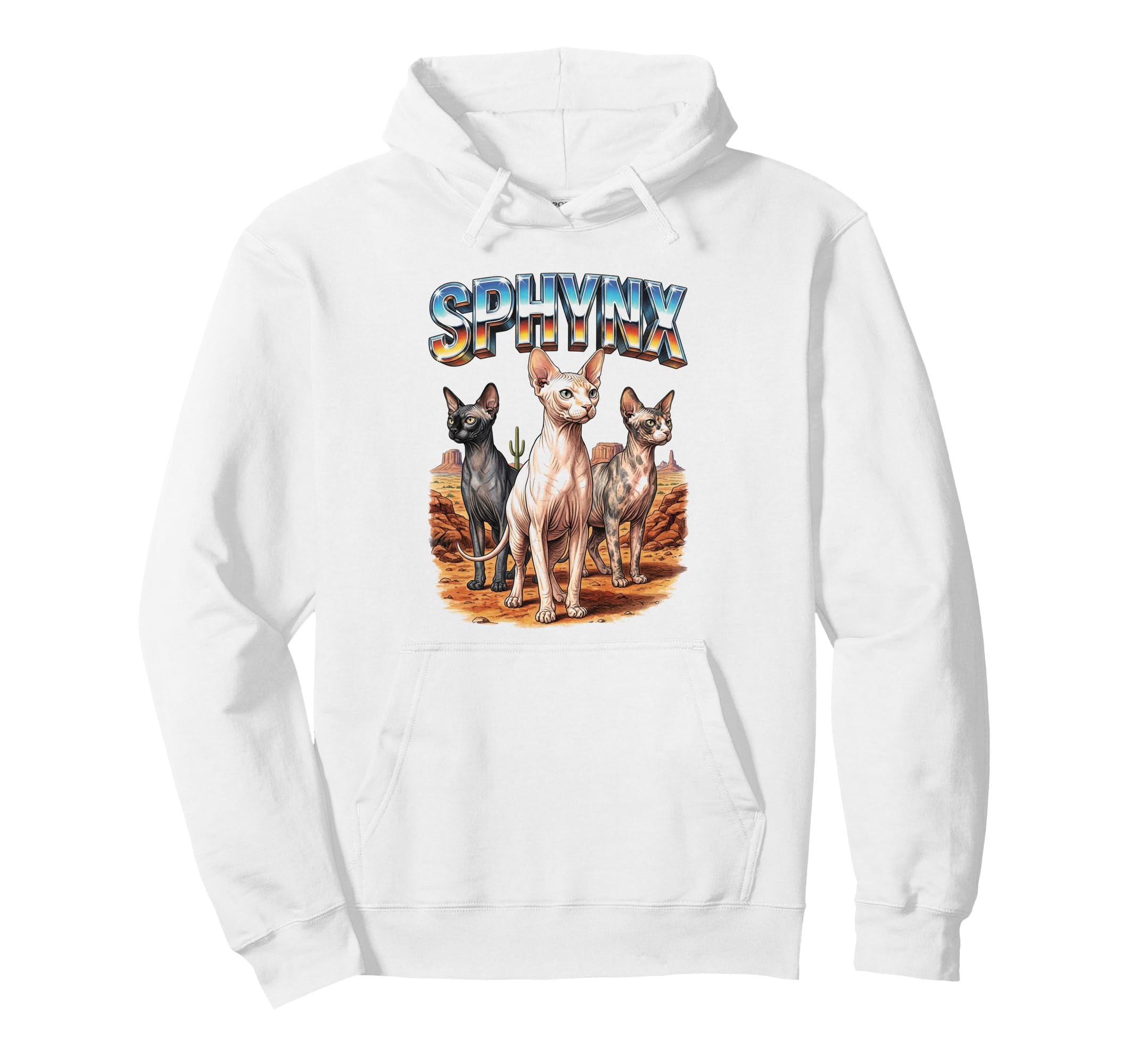 Sphynx Cat 70S 90S Sphynx Cat Animal Hoodie - Trendy Graphic for Adults - T-Shirt, Sweatshirt, Hoodie