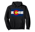 State Colorado Flag Distressed Hoodie - Graphic Print for Adults - T-Shirt, Sweatshirt, Hoodie