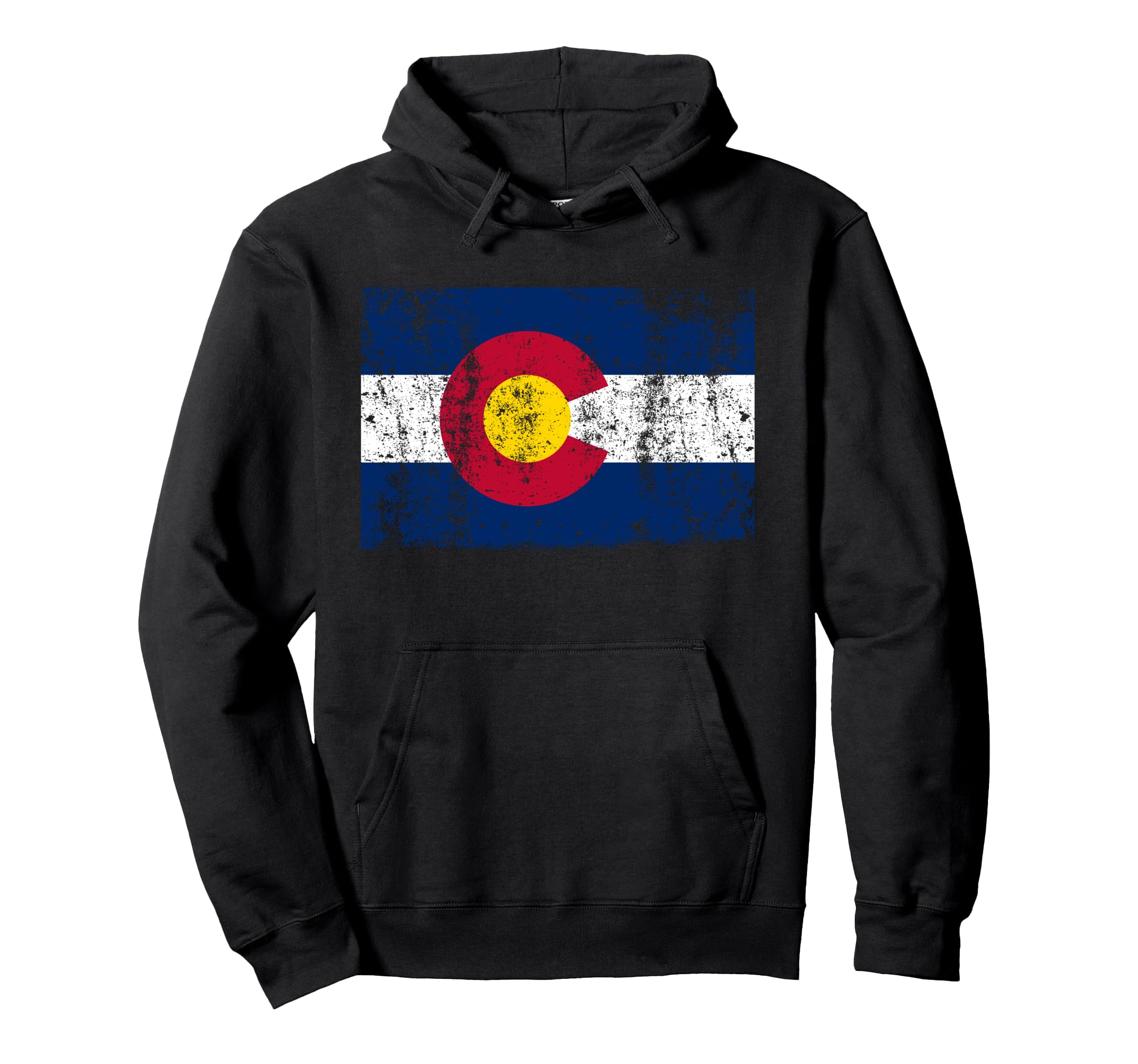 State Colorado Flag Distressed Hoodie - Graphic Print for Adults - T-Shirt, Sweatshirt, Hoodie