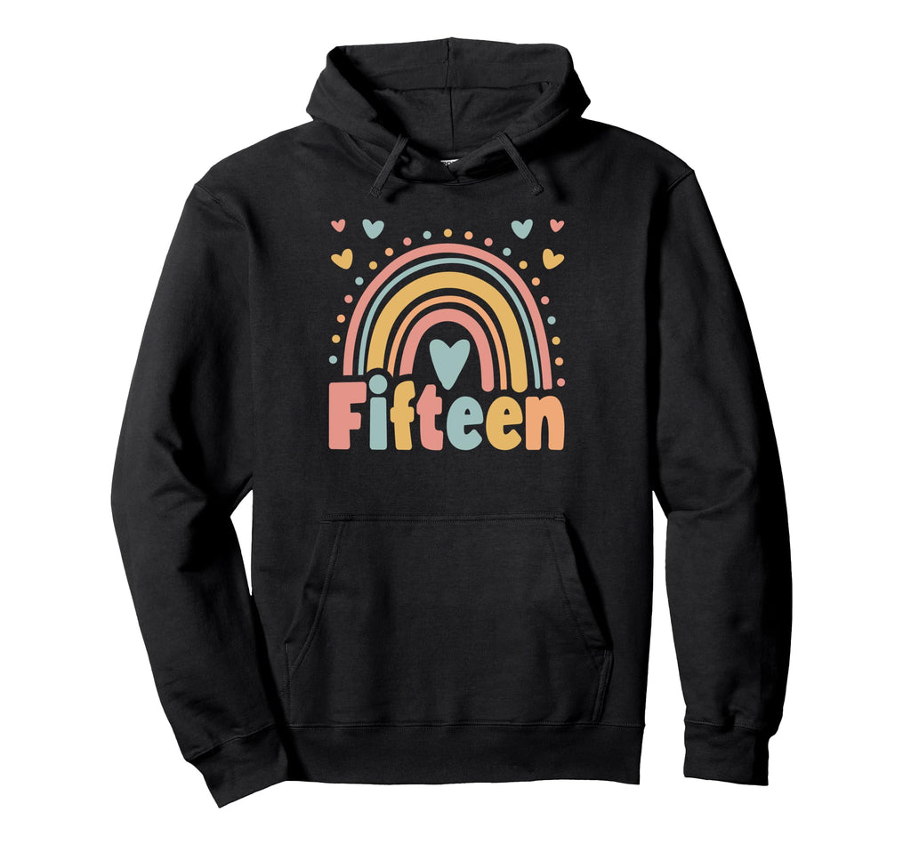 15 Year Old Boho Rainbow 15Th Hoodie - Minimalist Print for Adults - T-Shirt, Sweatshirt, Hoodie