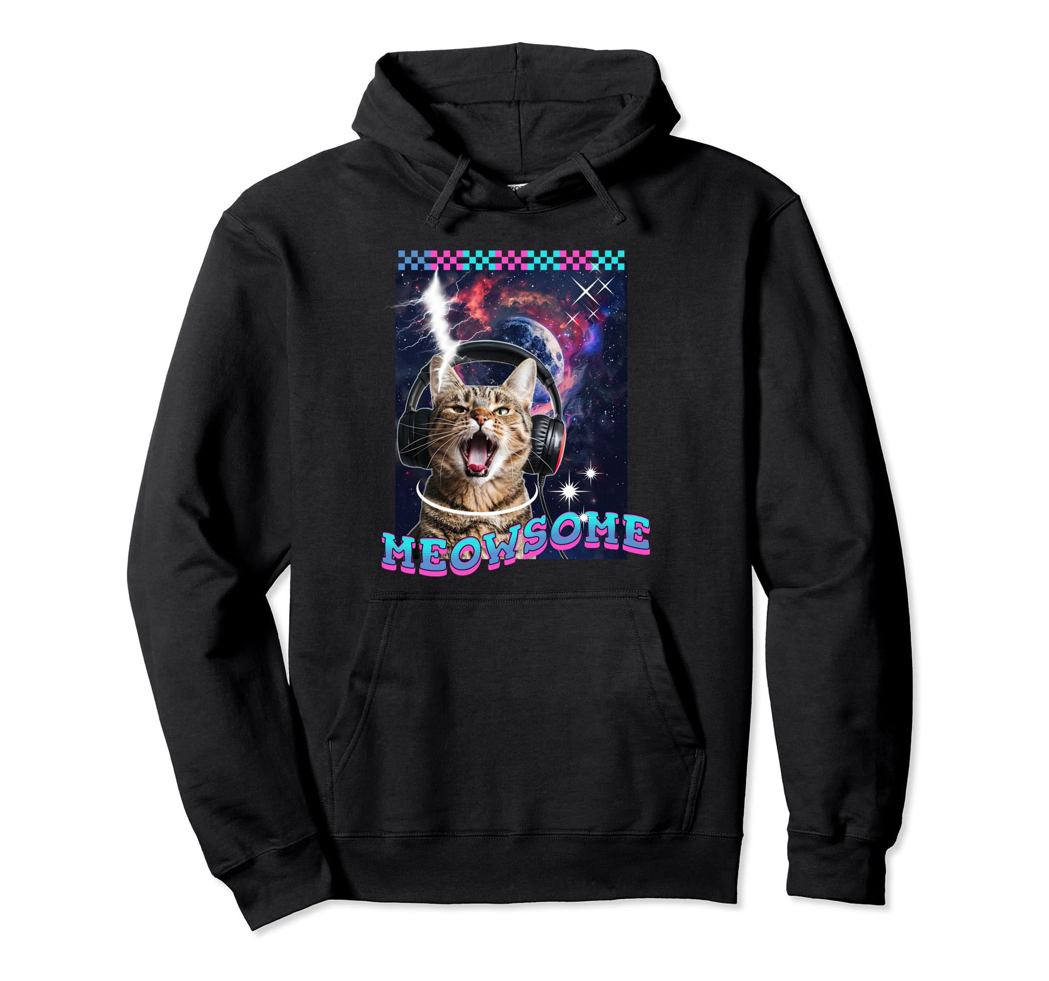 Meowsome Y2K Space Cat Space Aesthetic Hoodie - Trendy Graphic Men Women - T-Shirt, Sweatshirt, Hoodie