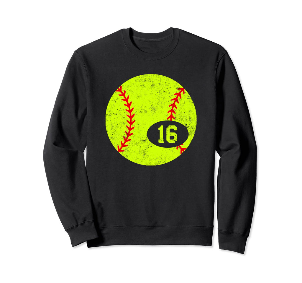 Softball Sport 16 Jersey Number Sweatshirt - Graphic Print for Adults - T-Shirt, Sweatshirt, Hoodie