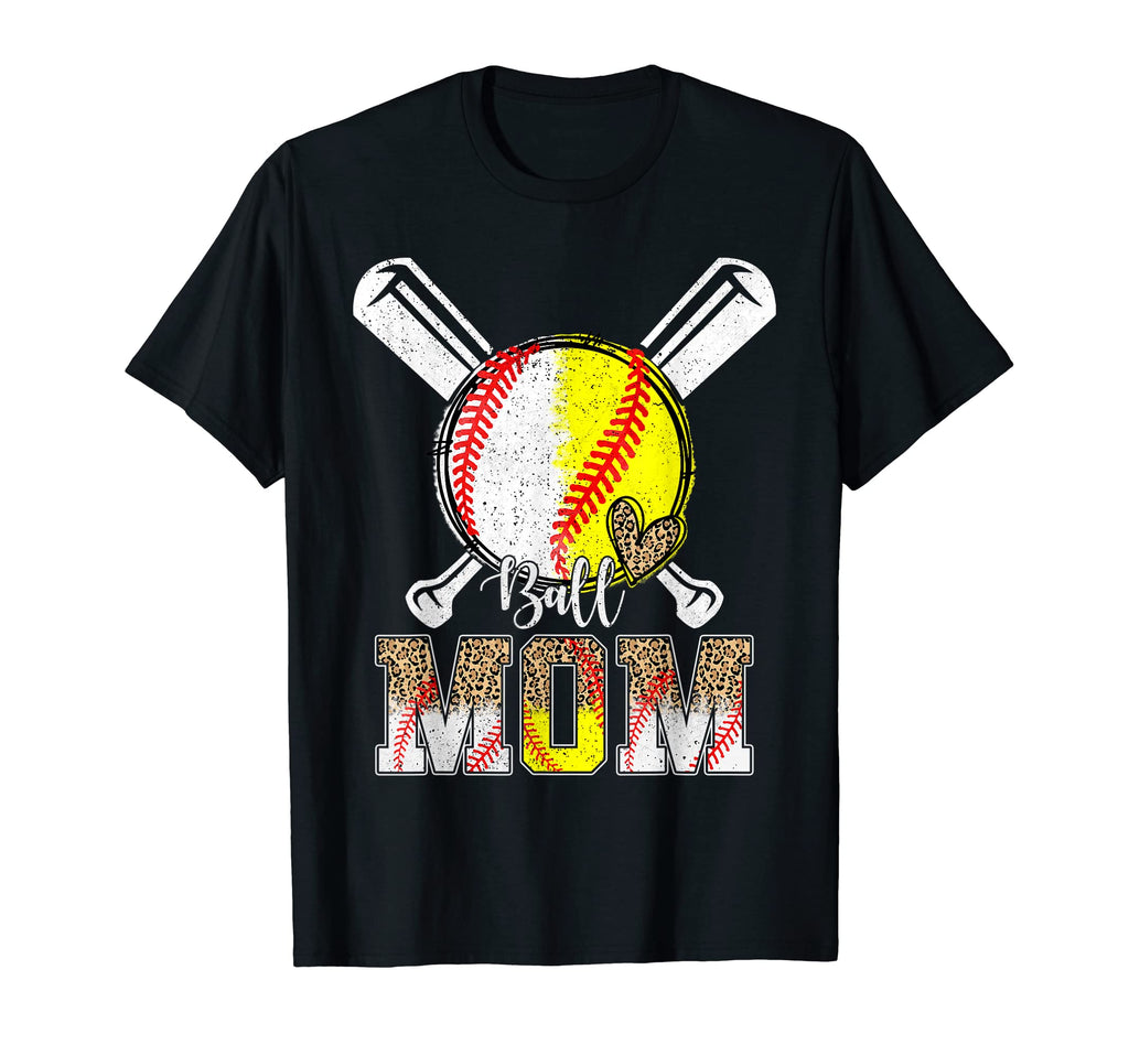Ball Mom Heart Baseball Softball Mama T-Shirt - Trendy Graphic Men Women - T-Shirt, Sweatshirt, Hoodie