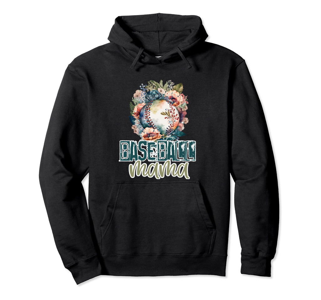 Artsy Baseball Mama Flowers Unique Game Day Hoodie - Unique Graphic Unisex - T-Shirt, Sweatshirt, Hoodie