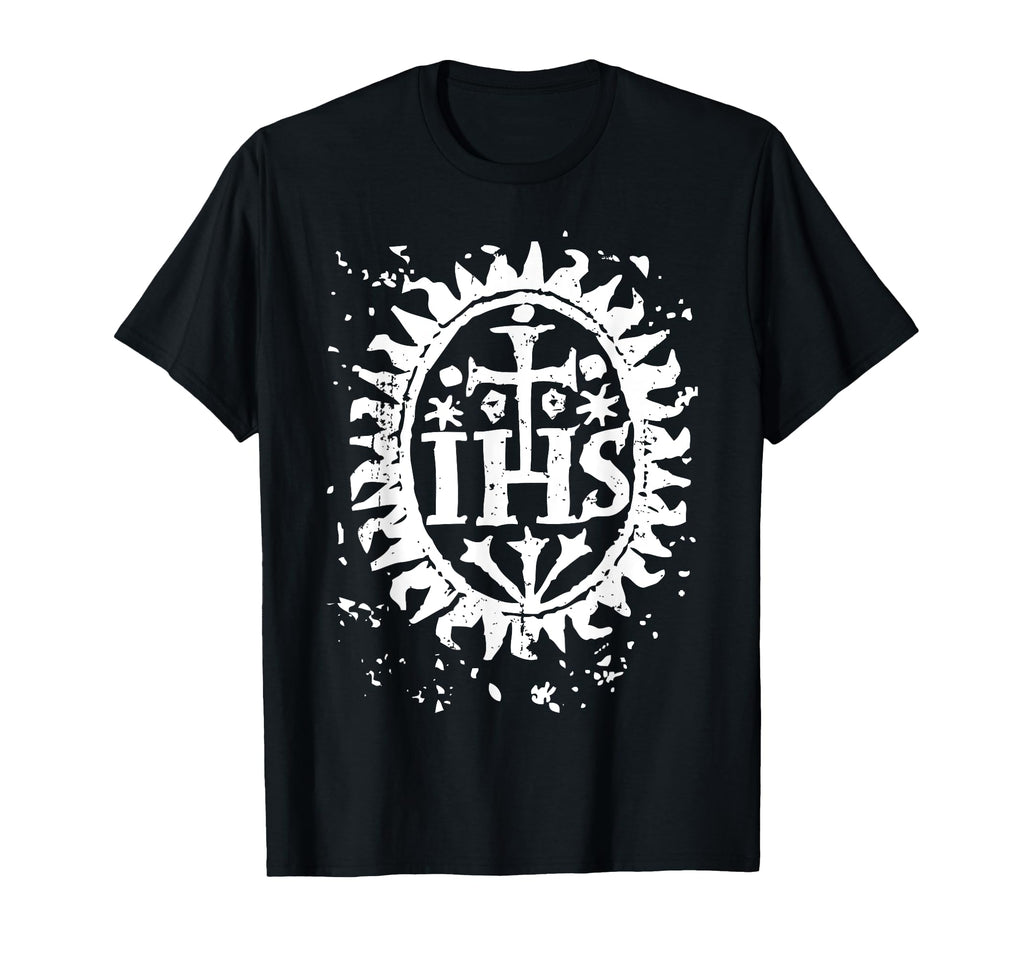 Ihs Cross Christogram Distressed T-Shirt - Minimalist Print for Adults - T-Shirt, Sweatshirt, Hoodie