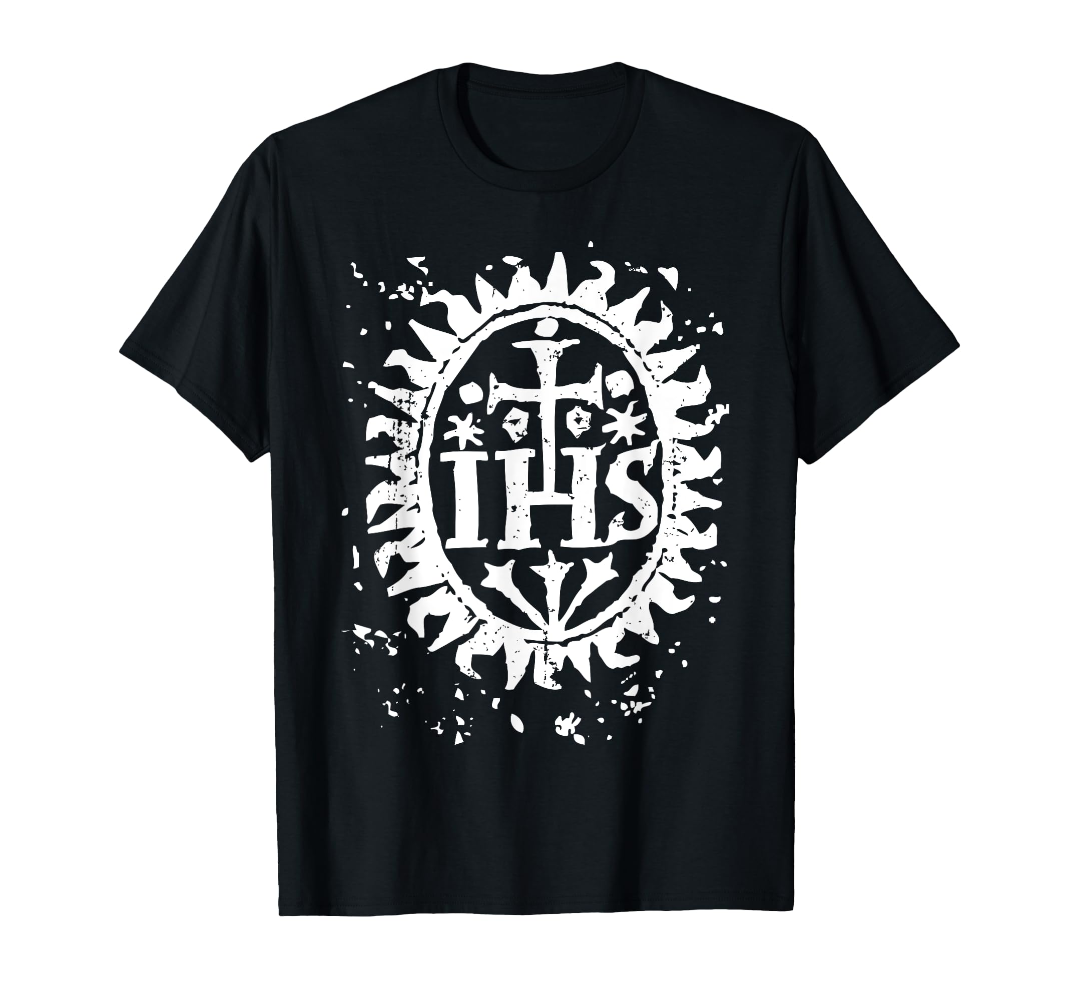 Ihs Cross Christogram Distressed T-Shirt - Minimalist Print for Adults - T-Shirt, Sweatshirt, Hoodie