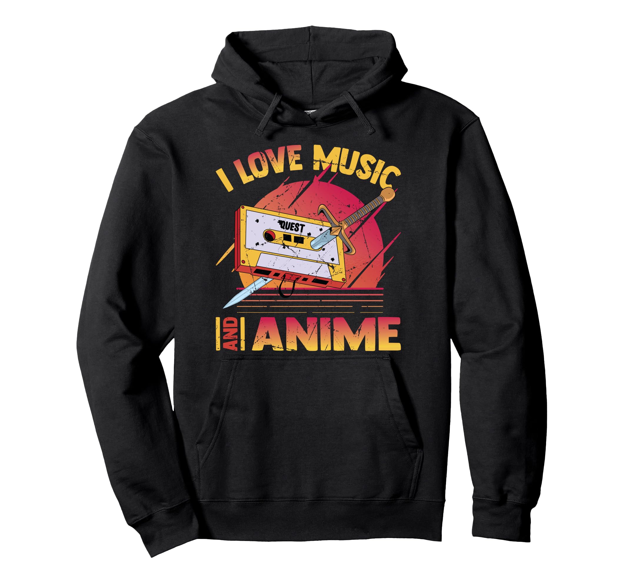 I Love Music And Anime Kawaii Cassette Tape Hoodie - Graphic Print Unisex - T-Shirt, Sweatshirt, Hoodie