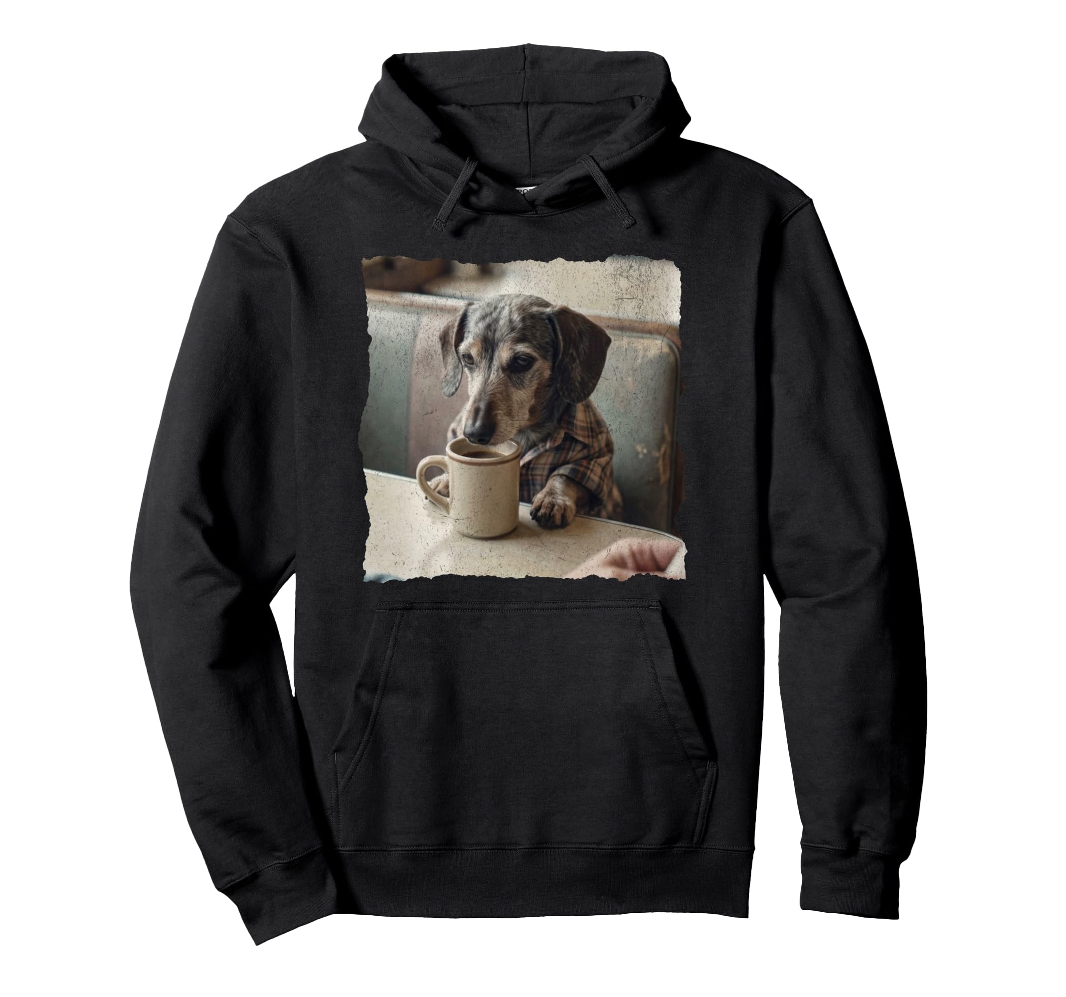 Dachshund Coffee Diner Art Dog Lovers Hoodie - Aesthetic Graphic Men Women - T-Shirt, Sweatshirt, Hoodie