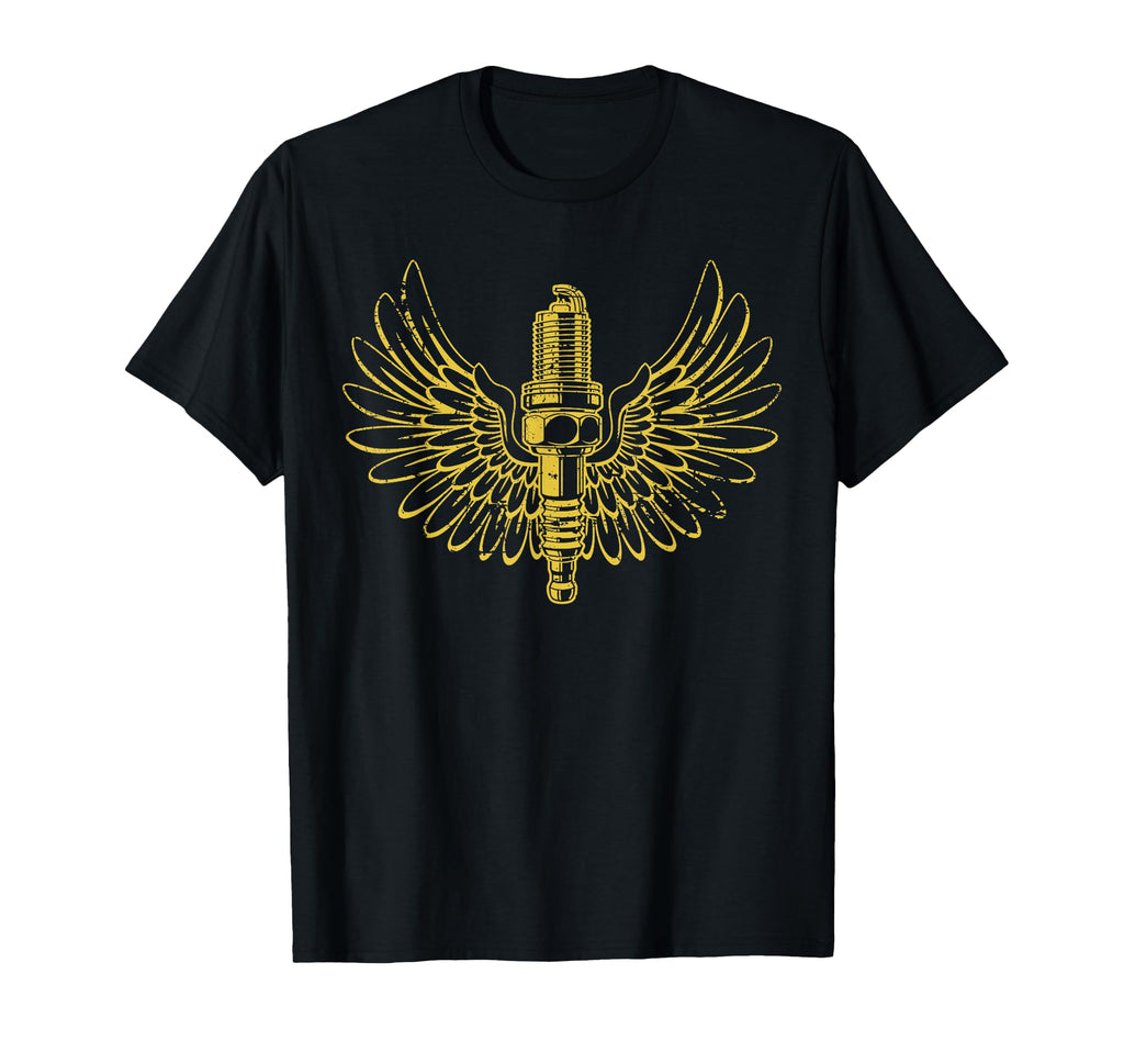 Spark Plug Wings Distressed T-Shirt - Minimalist Print for Adults - T-Shirt, Sweatshirt, Hoodie