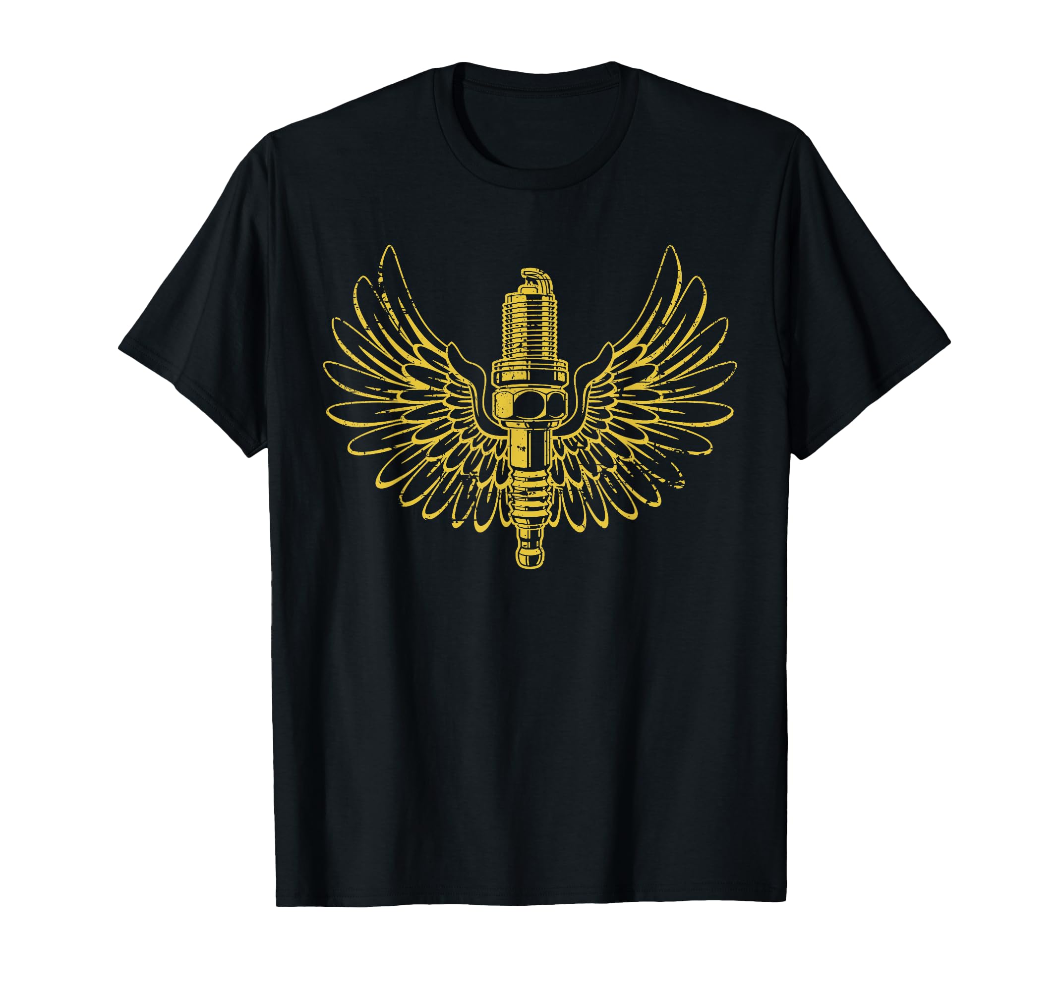 Spark Plug Wings Distressed T-Shirt - Minimalist Print for Adults - T-Shirt, Sweatshirt, Hoodie