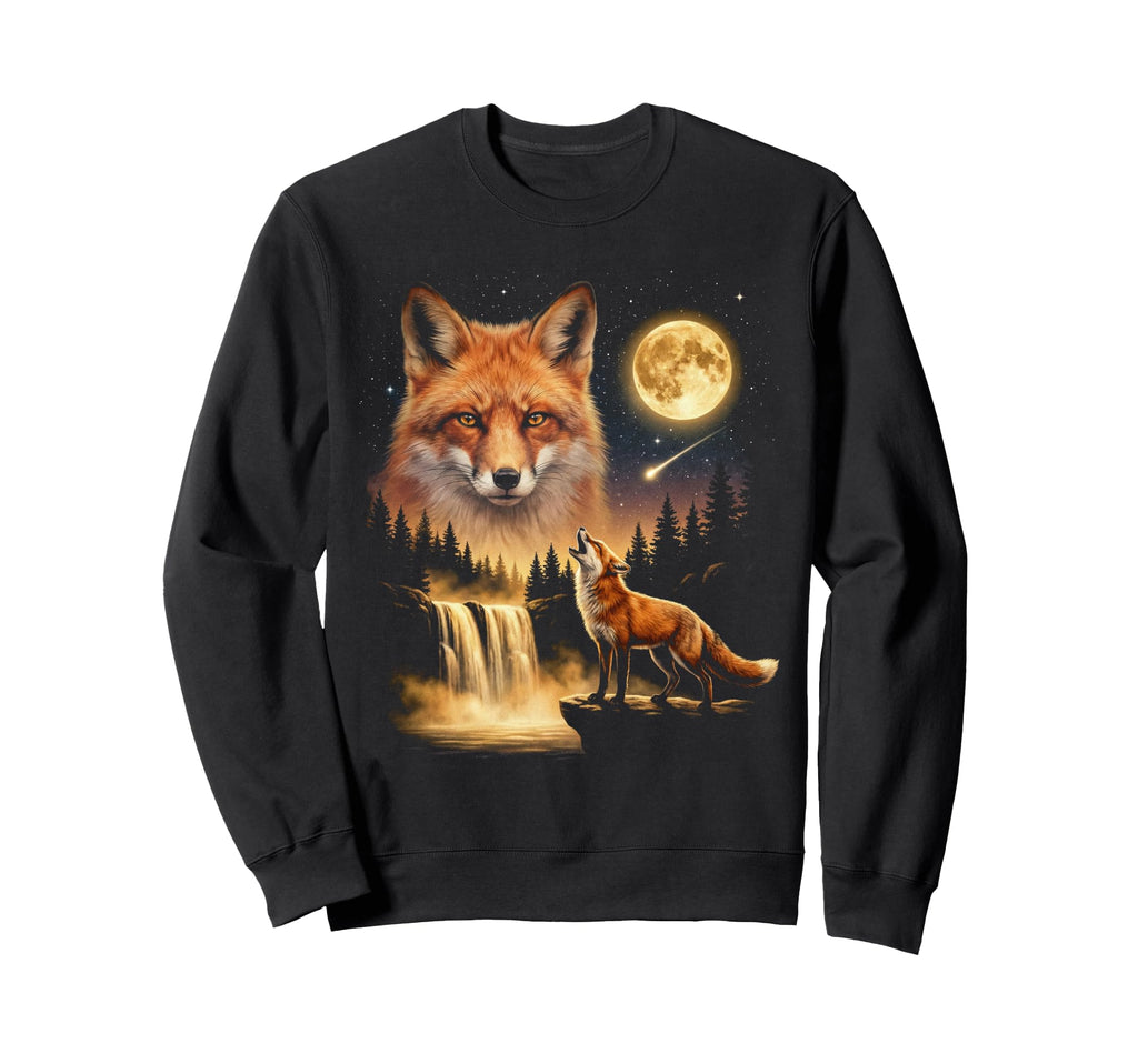 Fox Howling To Moon Meme Sweatshirt - Casual Everyday Wear for Adults - T-Shirt, Sweatshirt, Hoodie