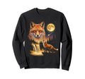 Fox Howling To Moon Meme Sweatshirt - Casual Everyday Wear for Adults - T-Shirt, Sweatshirt, Hoodie