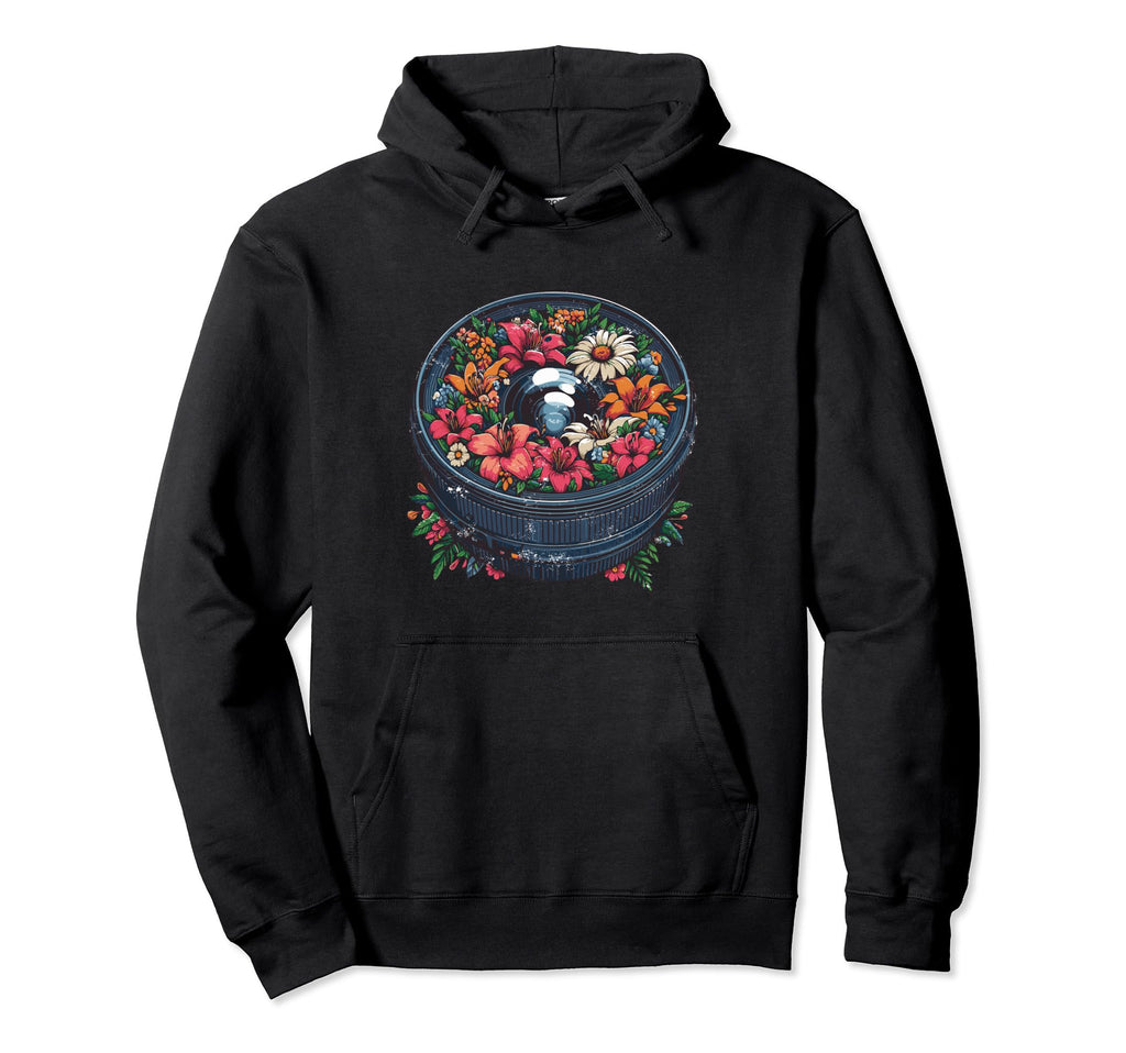 Floral Lens Music And Flower Botanical Camera Hoodie - Graphic Print Unisex - T-Shirt, Sweatshirt, Hoodie