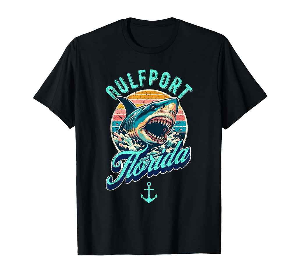 Gulfport Florida Shark Distressed T-Shirt - Aesthetic Graphic for Adults - T-Shirt, Sweatshirt, Hoodie