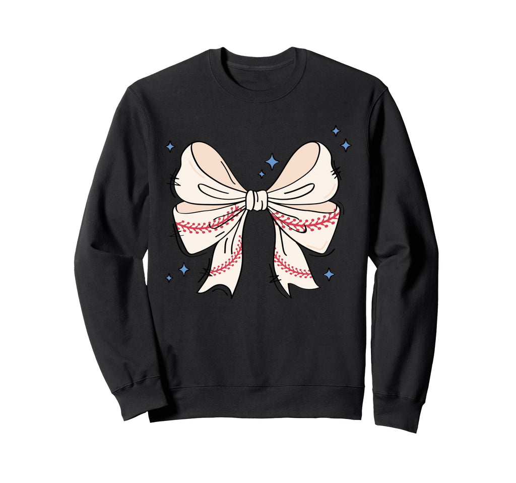 Baseball Bow Aesthetic Softball Sweatshirt - Minimalist Print for Adults - T-Shirt, Sweatshirt, Hoodie
