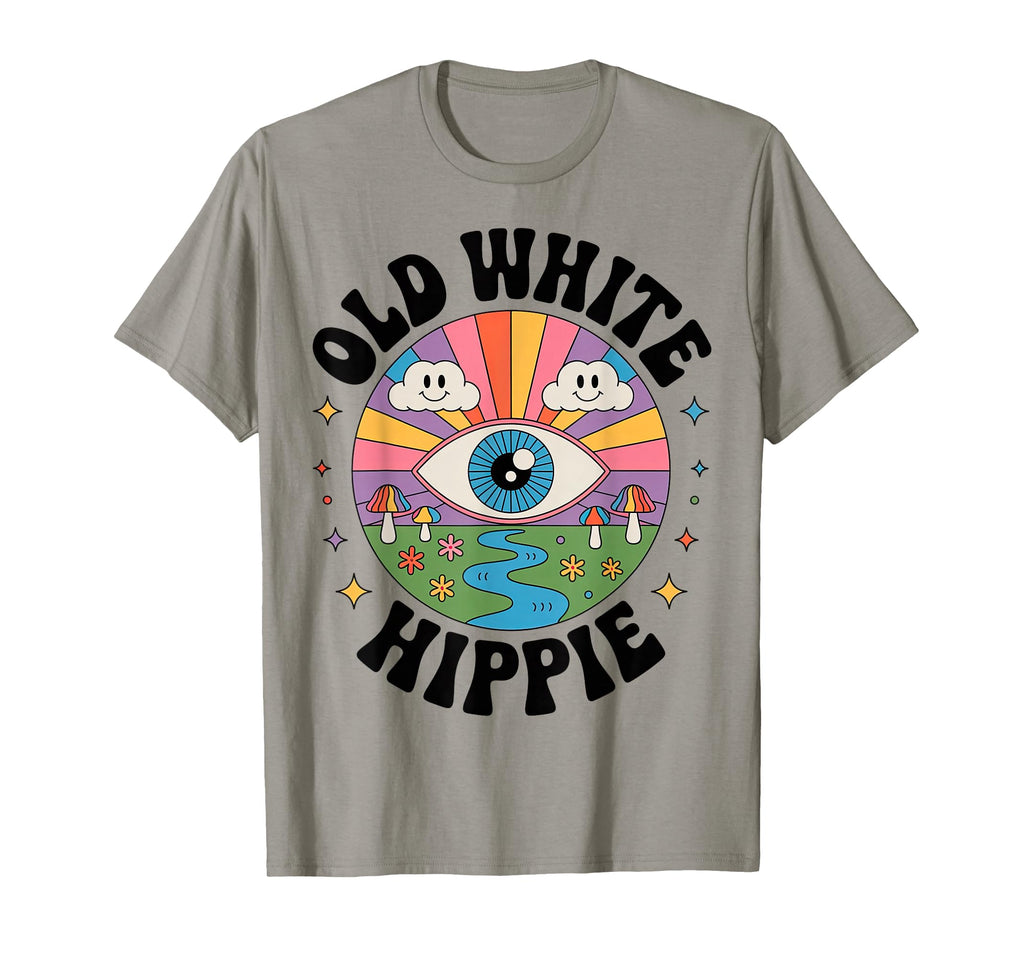 Trippy Old White Hippie Psychedelic T-Shirt - Aesthetic Graphic for Adults - T-Shirt, Sweatshirt, Hoodie