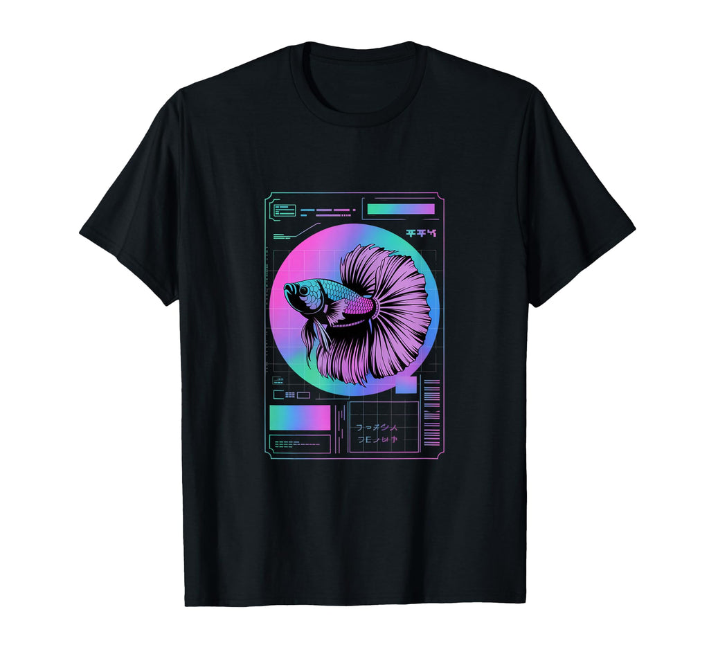 Cyberpunk Aquarium Halfmoon Betta Fish T-Shirt - Custom Art Print Unisex - T-Shirt, Sweatshirt, Hoodie