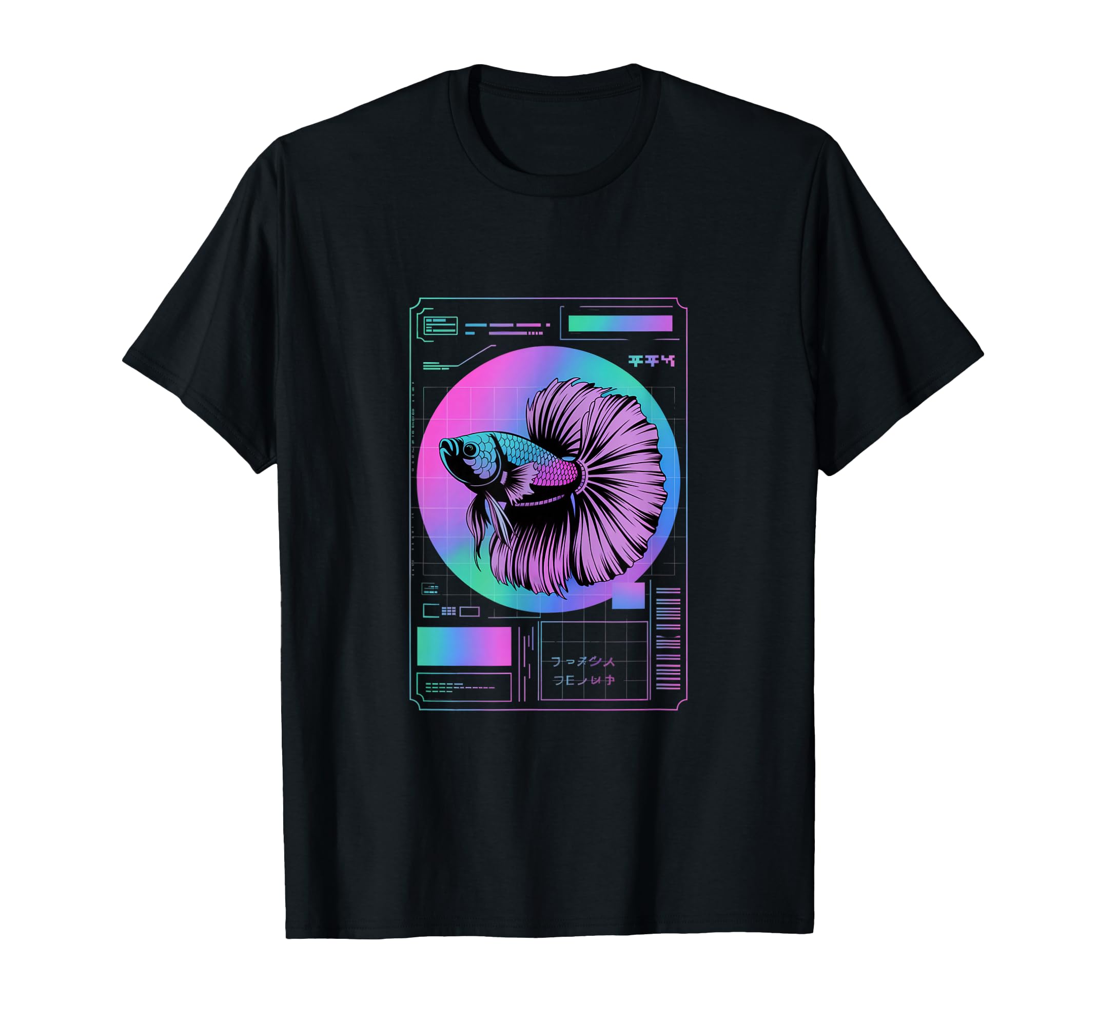 Cyberpunk Aquarium Halfmoon Betta Fish T-Shirt - Custom Art Print Unisex - T-Shirt, Sweatshirt, Hoodie