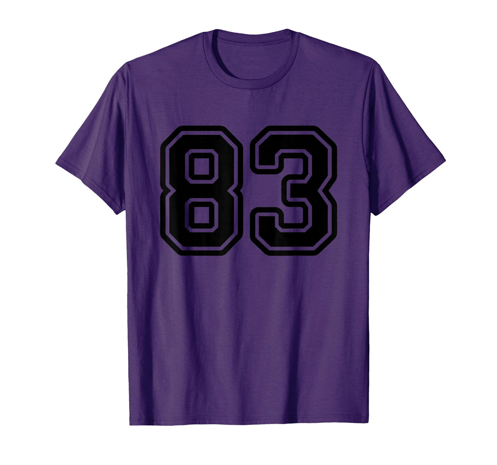 Number 83 Black Sports Team Varsity T-Shirt - Minimalist Print for Adults - T-Shirt, Sweatshirt, Hoodie