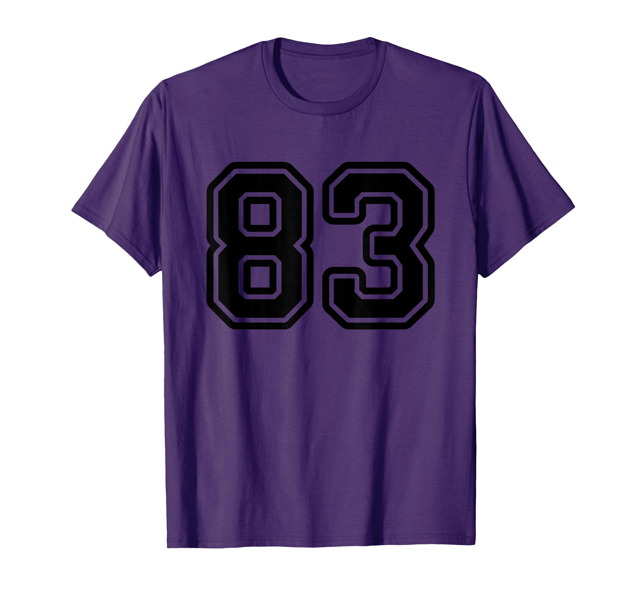 Number 83 Black Sports Team Varsity T-Shirt - Minimalist Print for Adults - T-Shirt, Sweatshirt, Hoodie