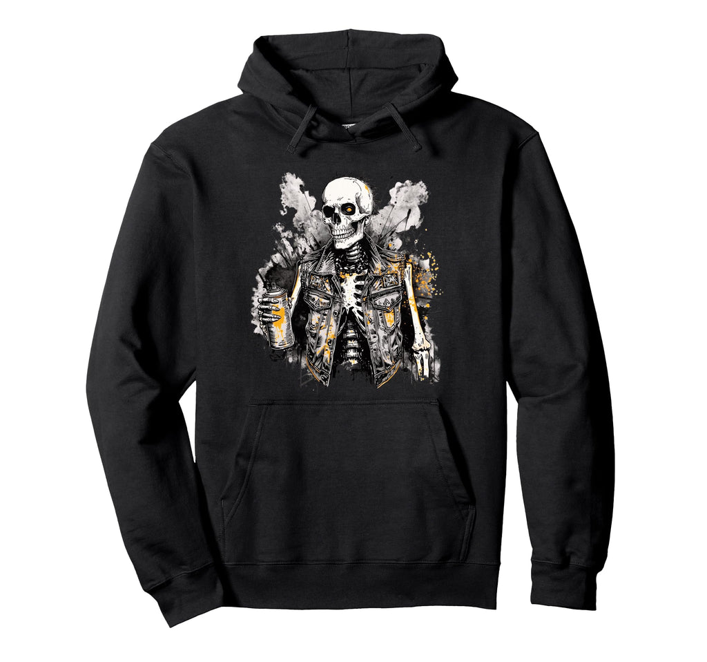 Grunge Rock Skeleton Graffiti Artist Hoodie - Custom Art Print Men Women - T-Shirt, Sweatshirt, Hoodie