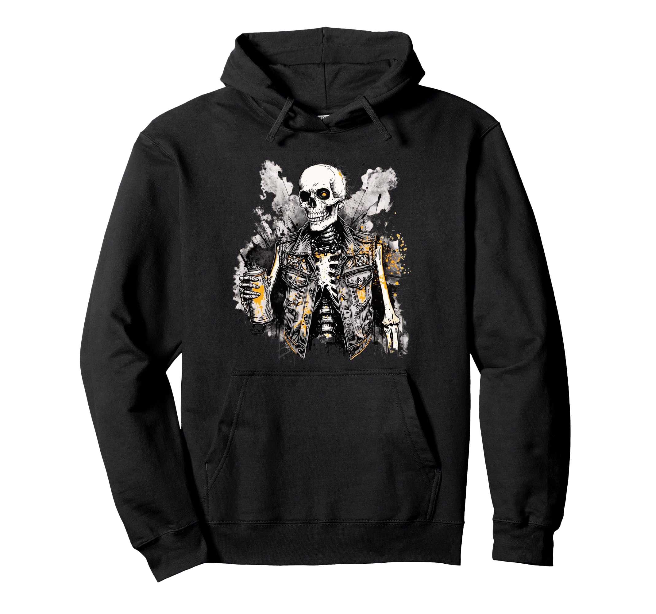 Grunge Rock Skeleton Graffiti Artist Hoodie - Custom Art Print Men Women - T-Shirt, Sweatshirt, Hoodie
