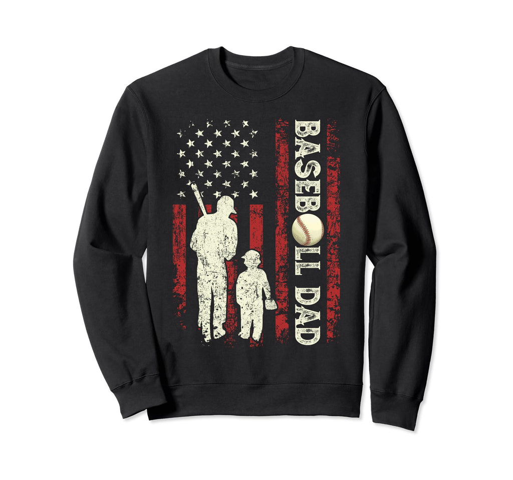 Fathers Day Baseball Dad Usa Flag Sweatshirt - Trendy Graphic for Adults - T-Shirt, Sweatshirt, Hoodie