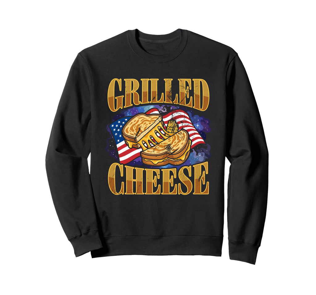 Funny Grilled Cheese Usa Flag 90S Food Sweatshirt - Graphic Print Unisex - T-Shirt, Sweatshirt, Hoodie