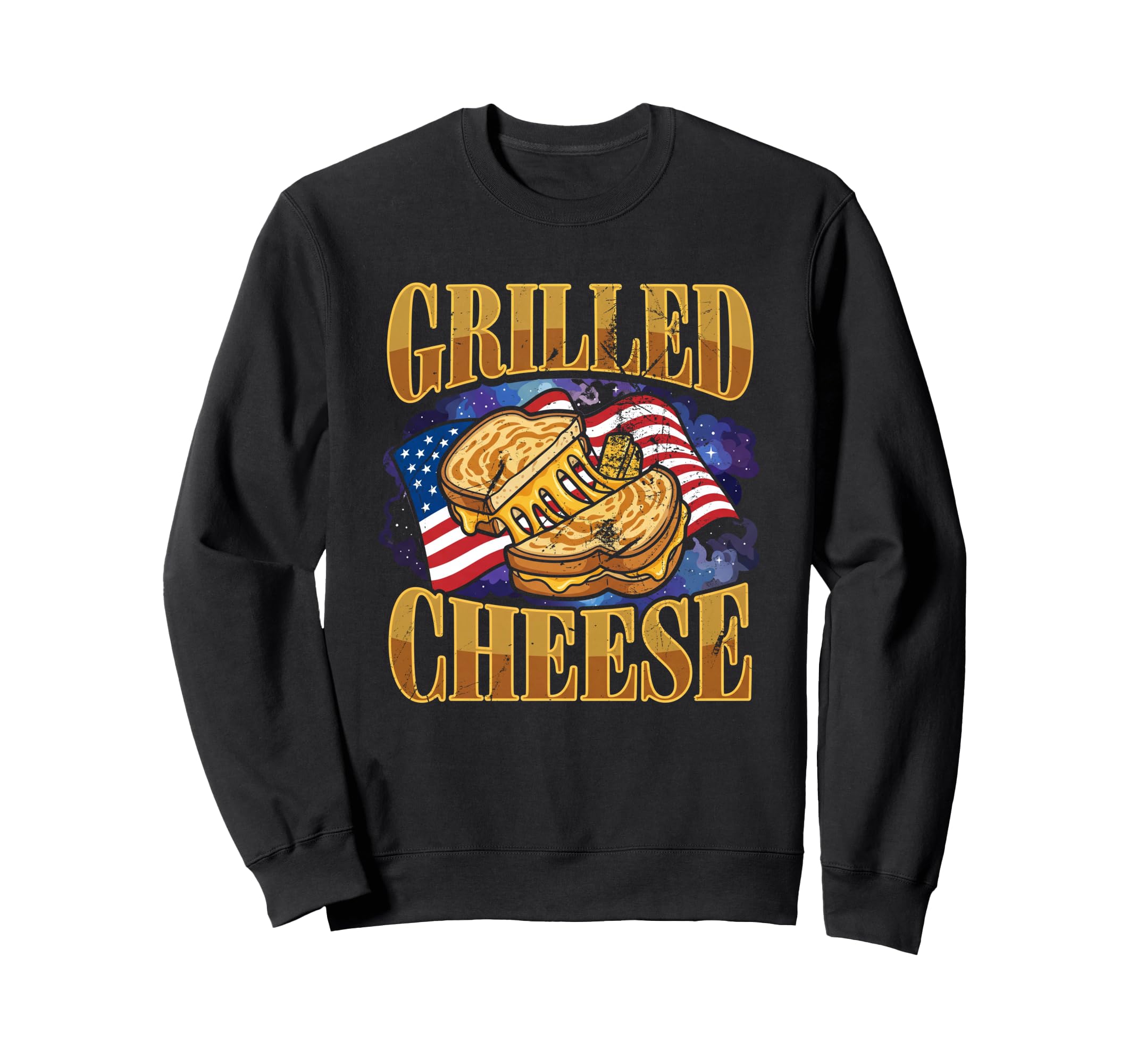Funny Grilled Cheese Usa Flag 90S Food Sweatshirt - Graphic Print Unisex - T-Shirt, Sweatshirt, Hoodie