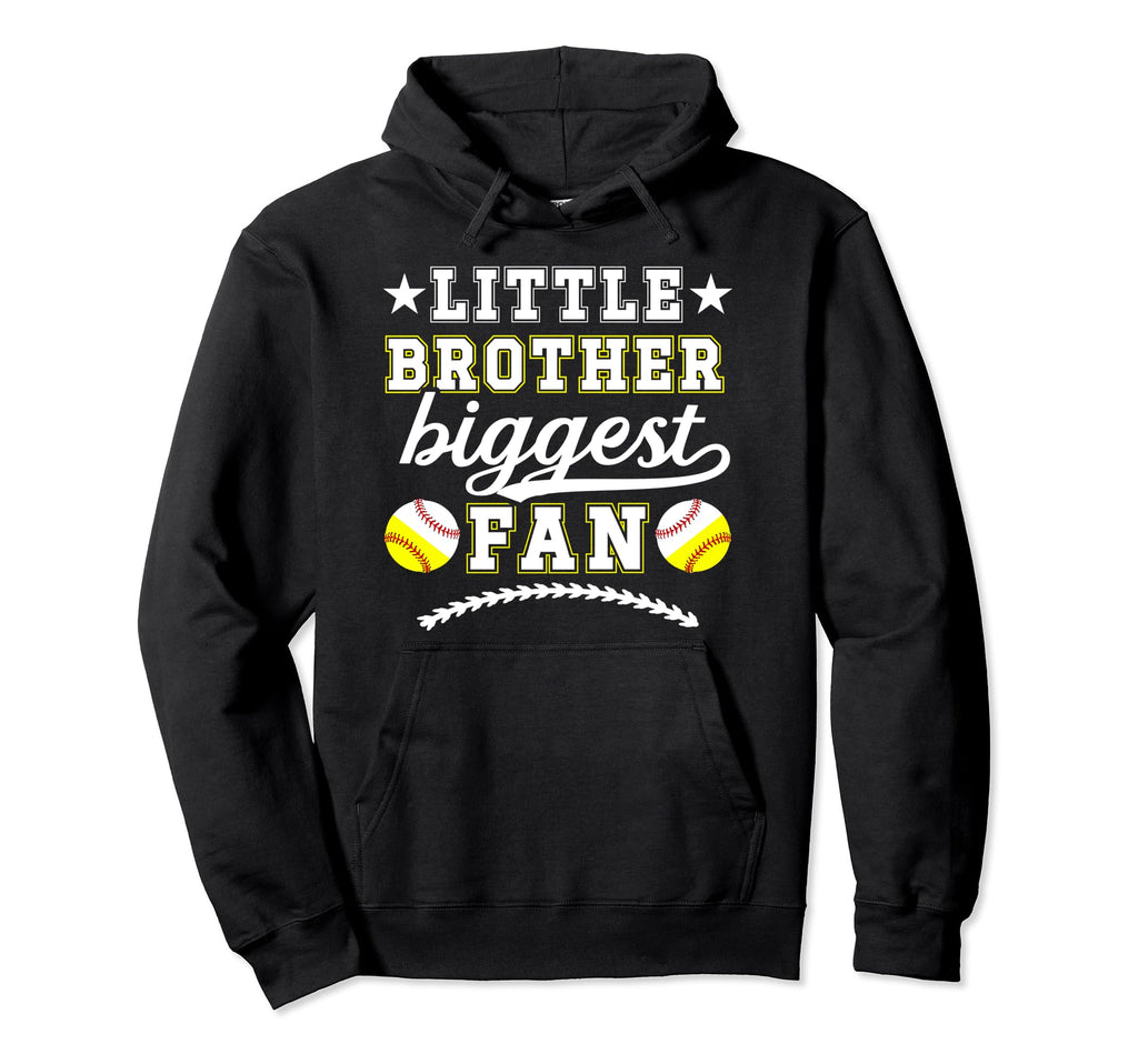 Little Brother Biggest Fan Softball Hoodie - Streetwear Style Unisex - T-Shirt, Sweatshirt, Hoodie